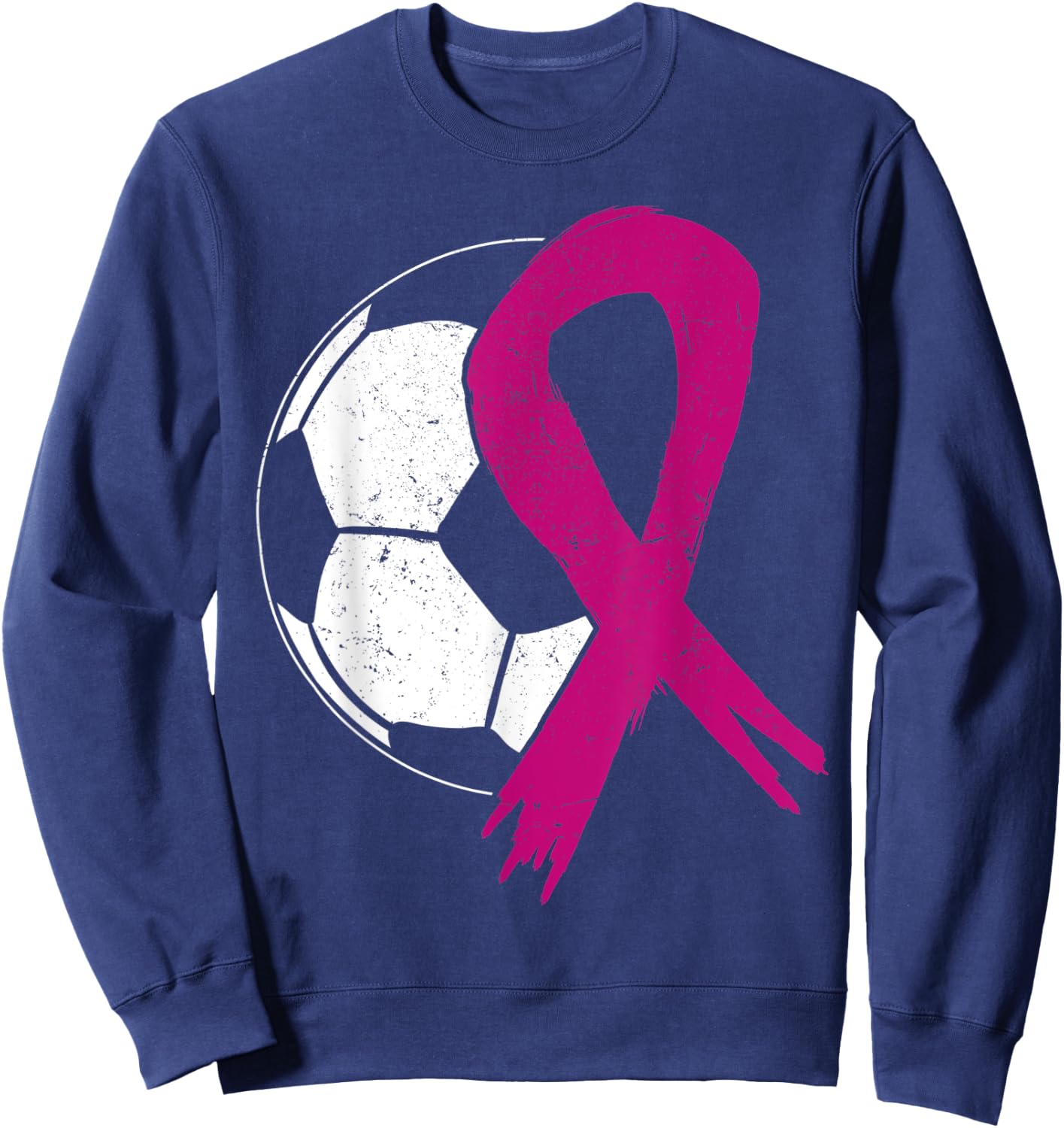 Breast Cancer Soccer Ball Pink Ribbon Carcinomas Sport Kick Sweatshirt - Sweatshirt | Navy