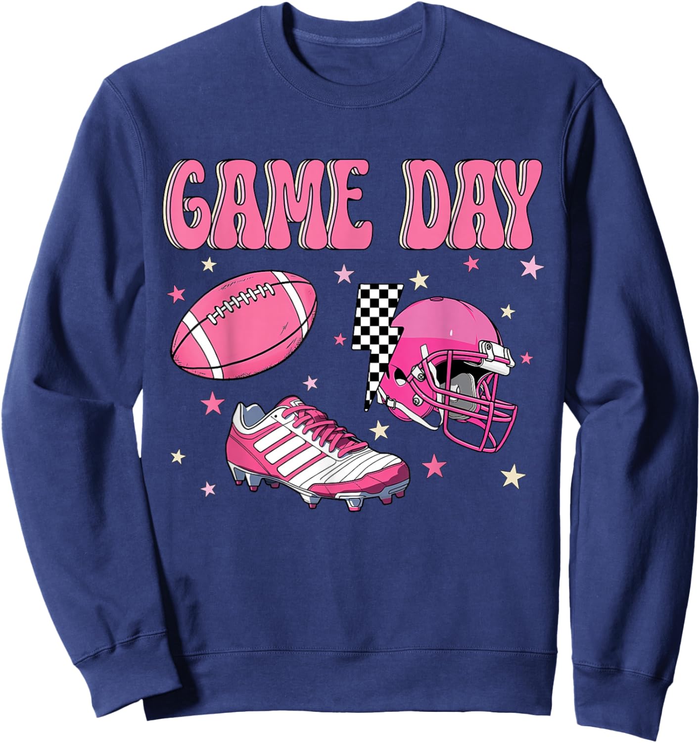 Pink Football Game Day Jersey - Sporty Fan Apparel Sweatshirt - Sweatshirt | Navy