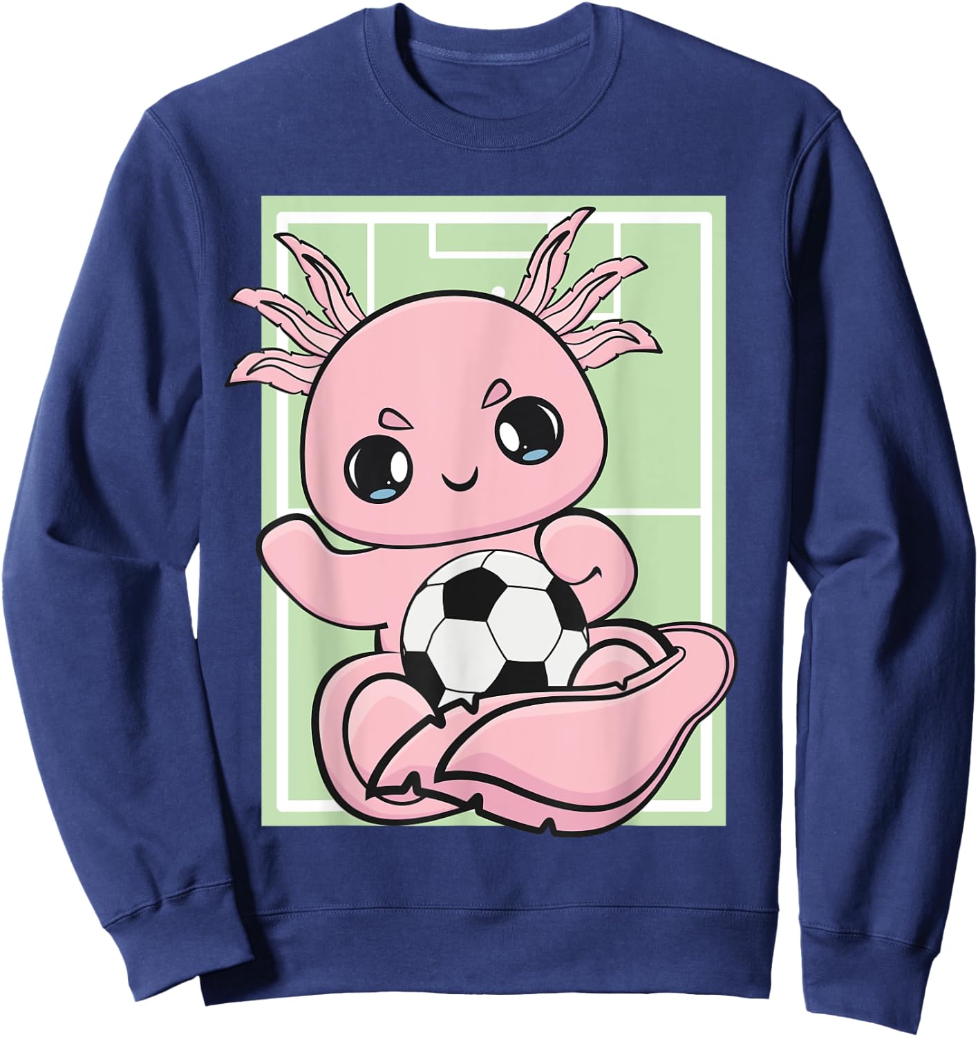 Axolotl With Soccer Plays Football Team Sports Sweatshirt - Sweatshirt | Navy