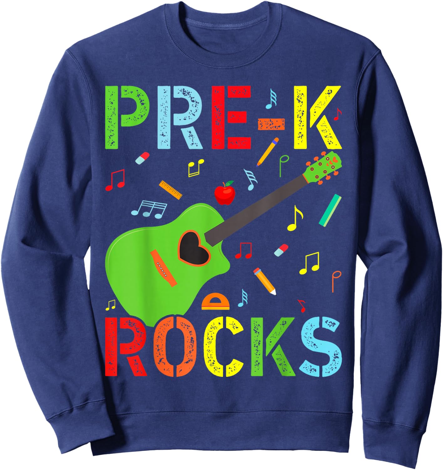 Hello Pre-K Rocks Teacher Team Vibes Rockstar Sweatshirt - Sweatshirt | Navy