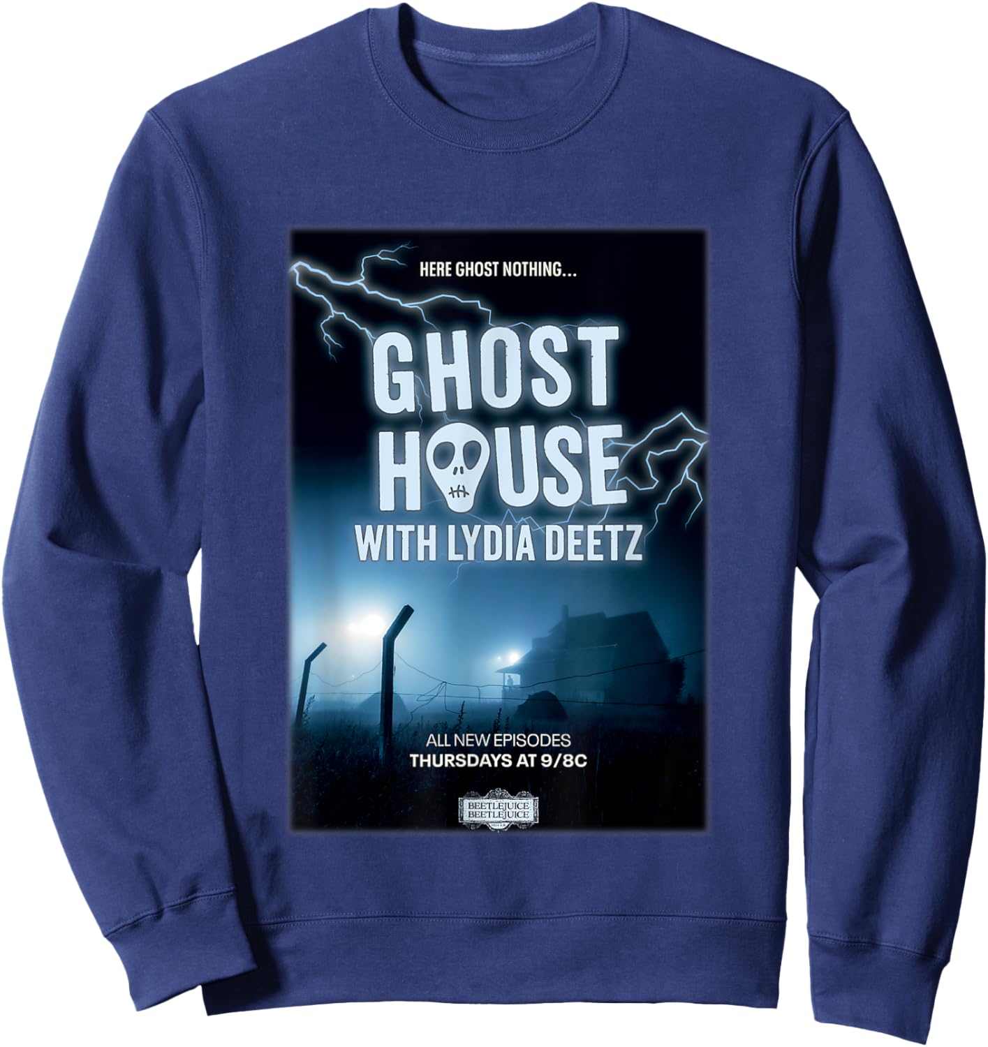Beetlejuice Beetlejuice Ghost House With Lydia Deetz Poster Sweatshirt - Sweatshirt | Navy