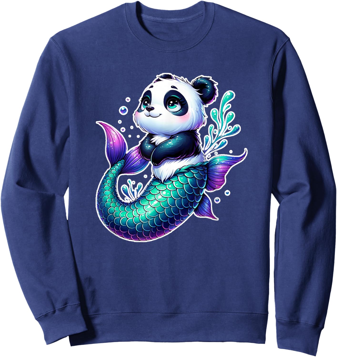 Mermaid Panda For Girl Who Love Panda Bear Mermaids Magical Sweatshirt - Sweatshirt | Navy