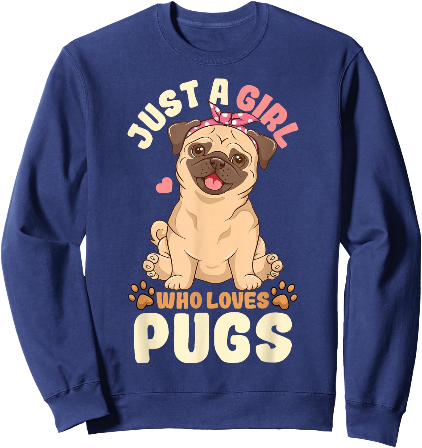 Pug Love Girl Sweatshirt - Sweatshirt | Navy