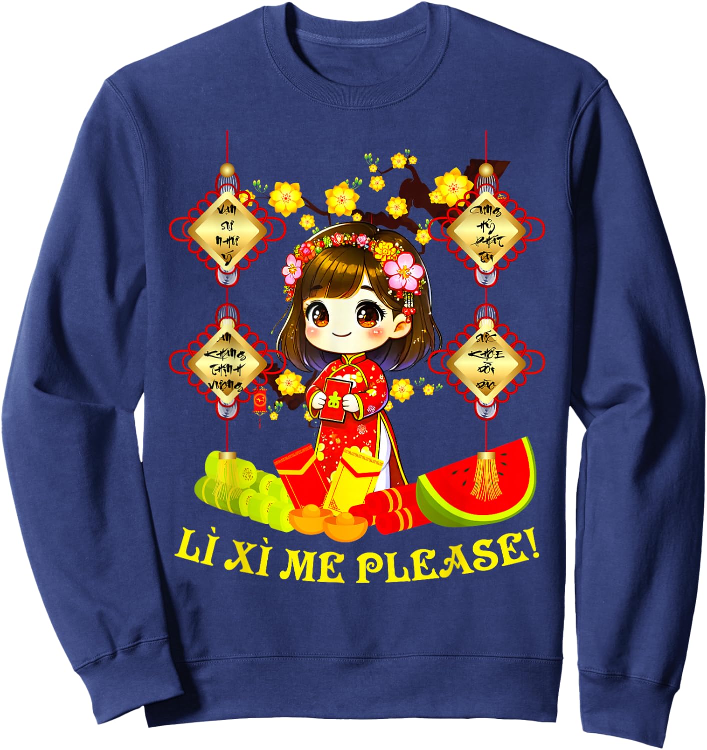 Li Xi Me Please Xuan At Ty Happy Tet Chuc Mung Nam Moi 2025 Sweatshirt - Sweatshirt | Navy