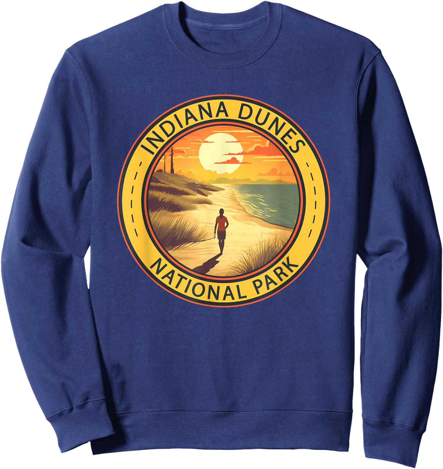 Indiana Dunes National Park Illustration Travel Art Sweatshirt - Sweatshirt | Navy