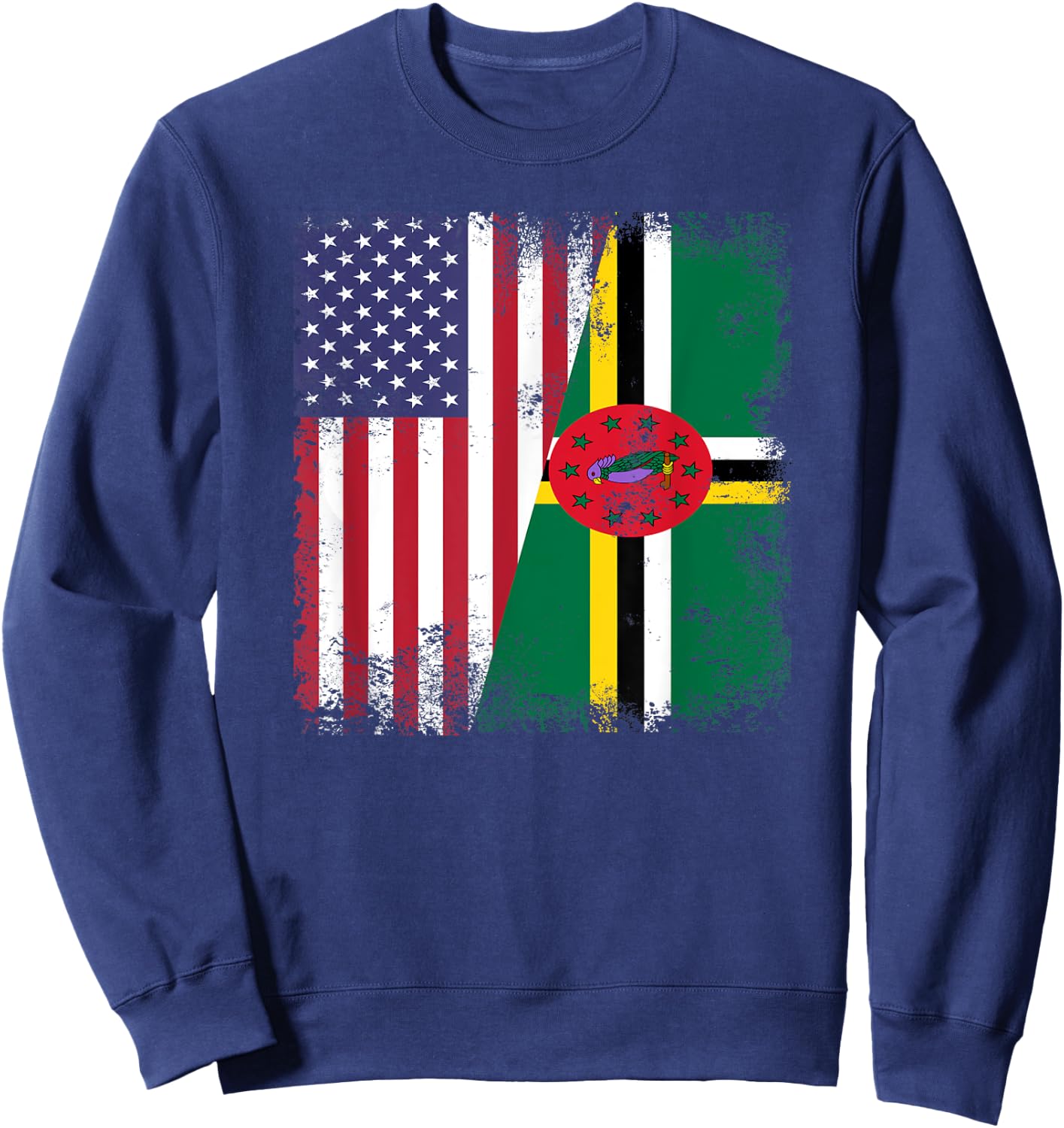 Half Dominican Flag | Vintage Dominica USA Gift Sweatshirt - Sweatshirt | Navy