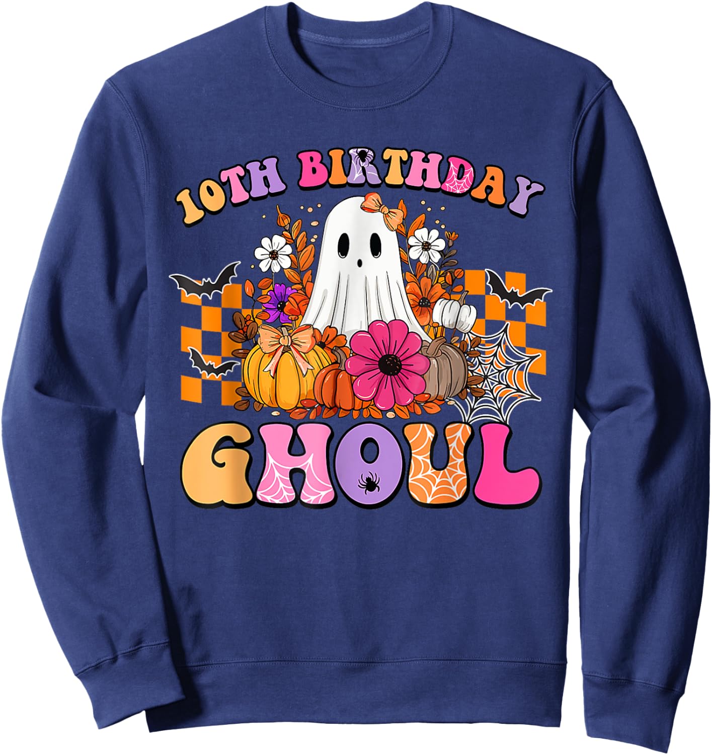 Halloween Ghoul 10 Year Old 10th Birthday Spooky Ghost Sweatshirt - Sweatshirt | Navy