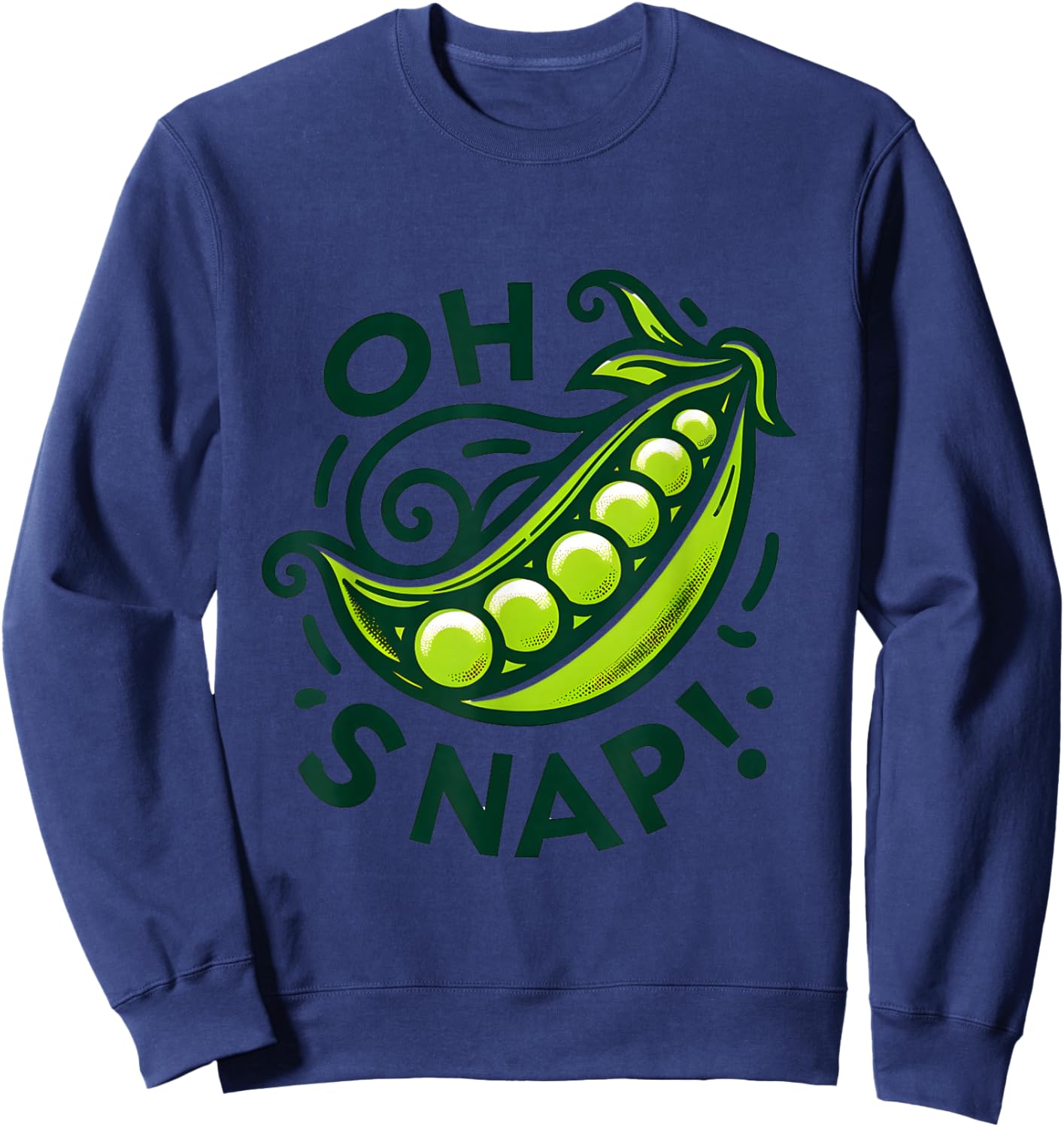 Oh Snap Pea Pun Enthusiast Humor Graphic Design Sweatshirt - Sweatshirt | Navy