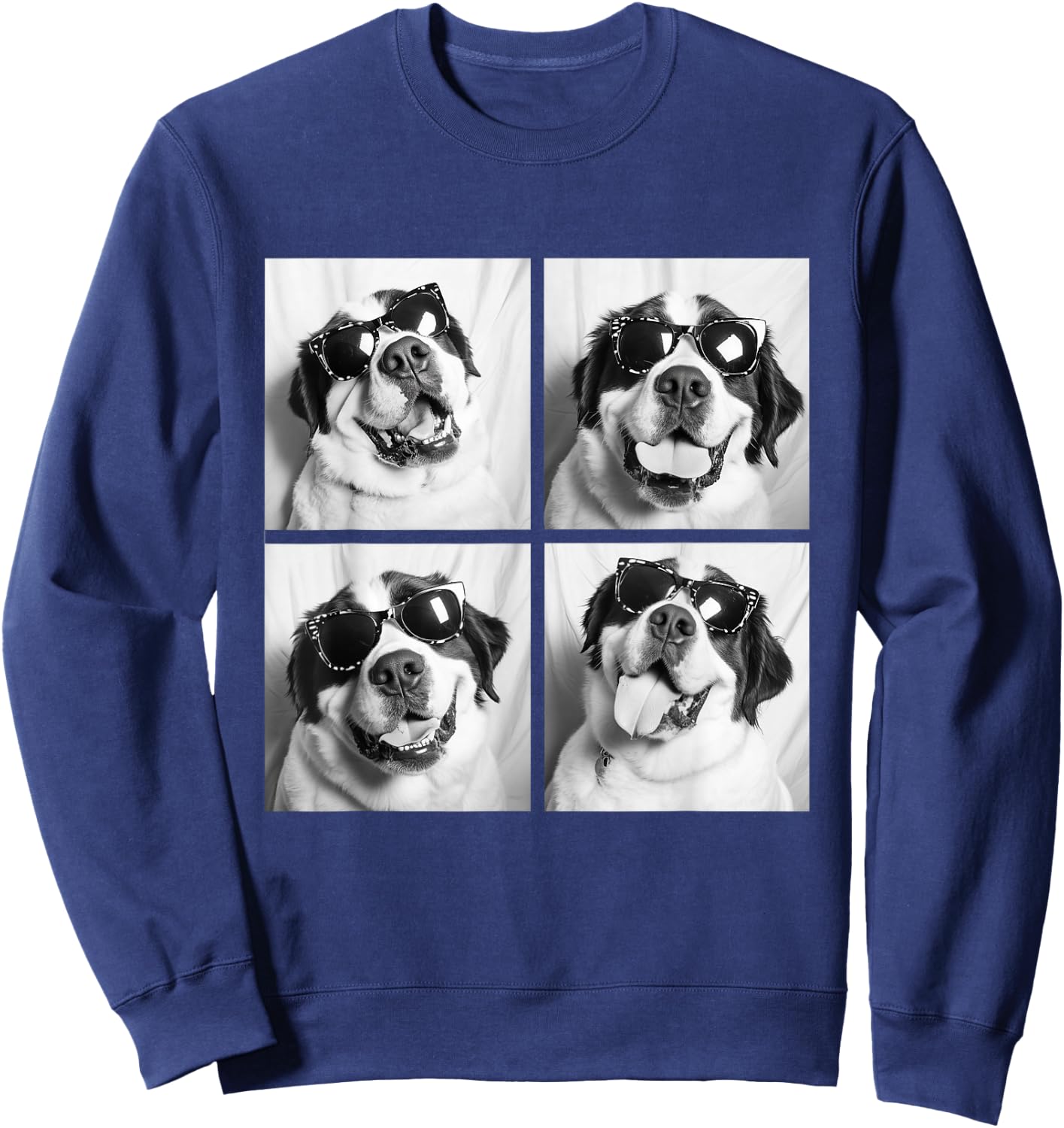 Funny St Bernard with Sunglasses Meme Dogs for Pet Owners Sweatshirt - Sweatshirt | Navy