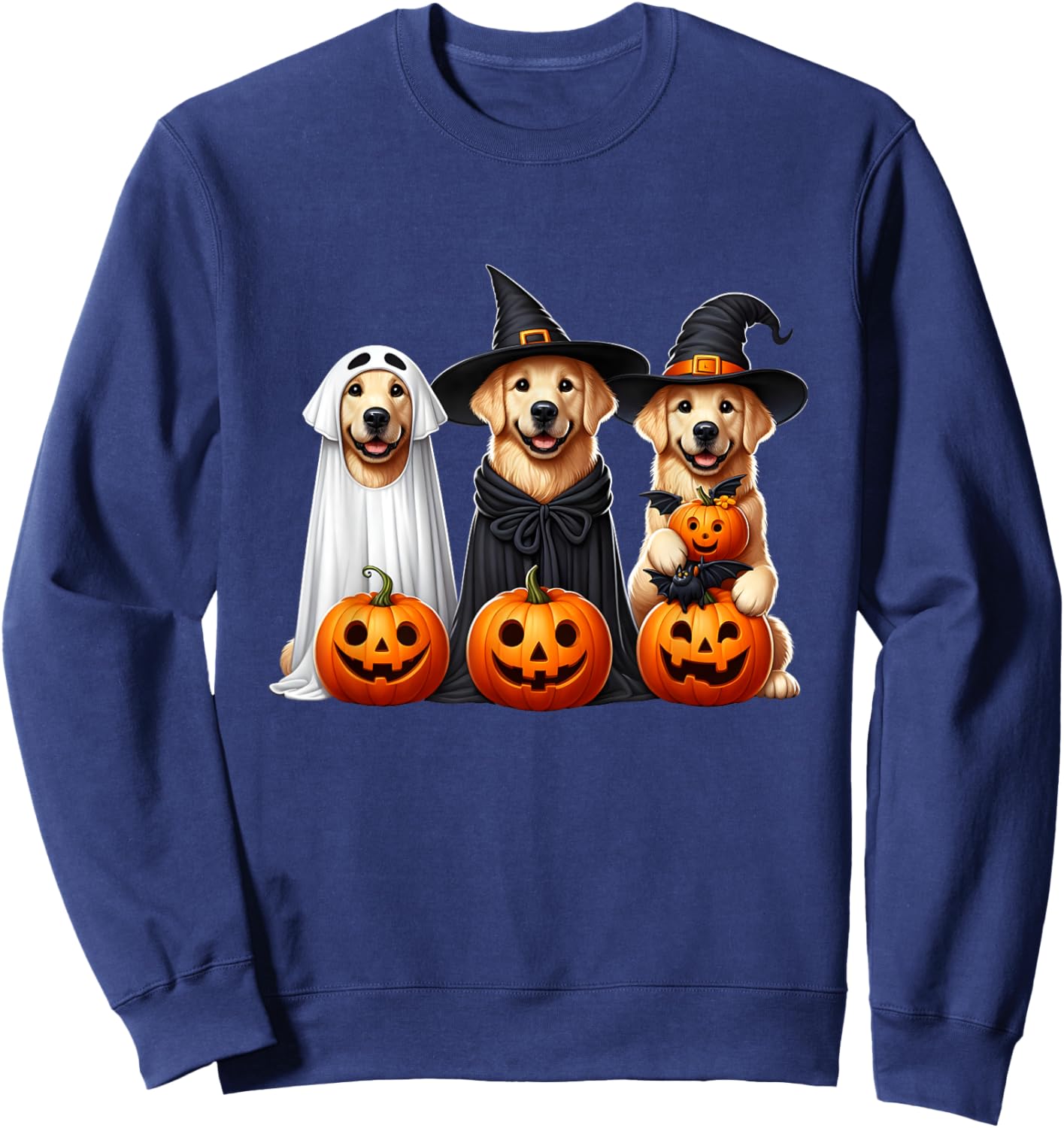Golden Retriever Ghost Halloween Dog Lovers Sweatshirt - Sweatshirt | Navy