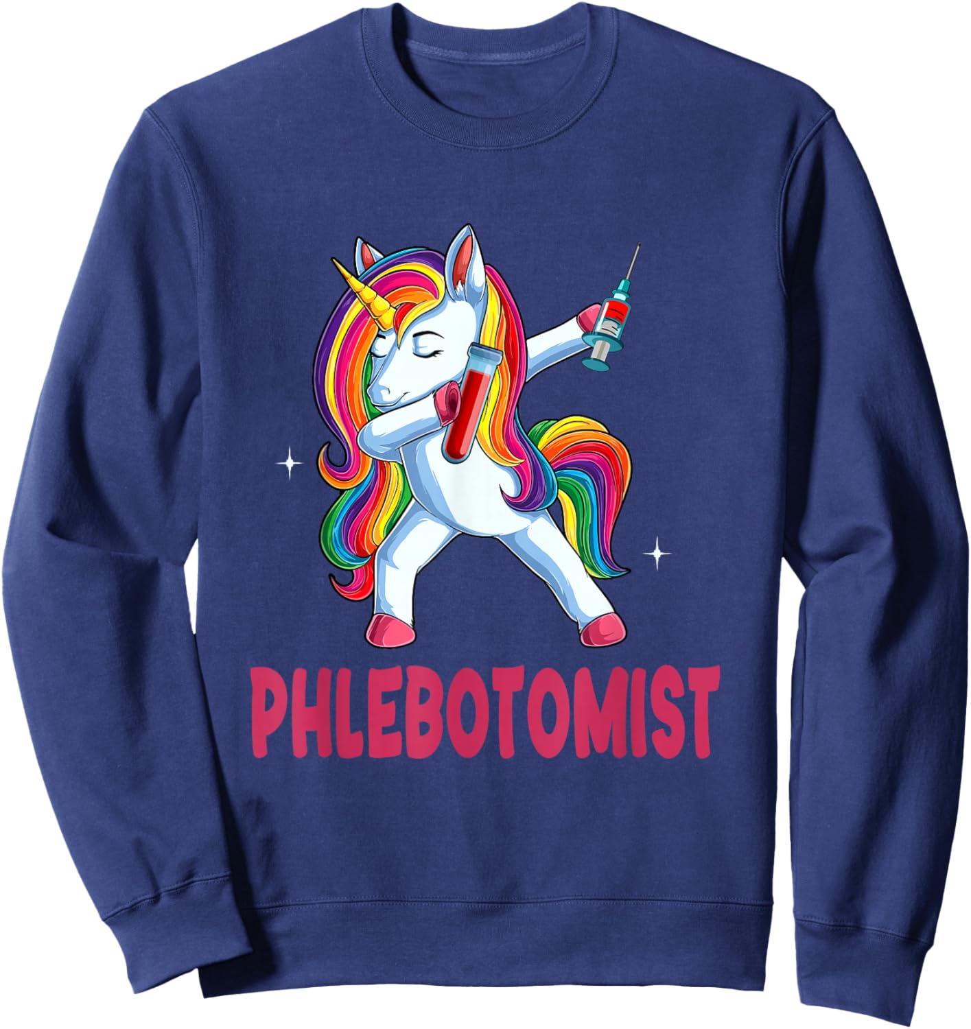 Phlebotomist Dabbing Unicorn Matching Family Proud Job Lover Sweatshirt - Sweatshirt | Navy