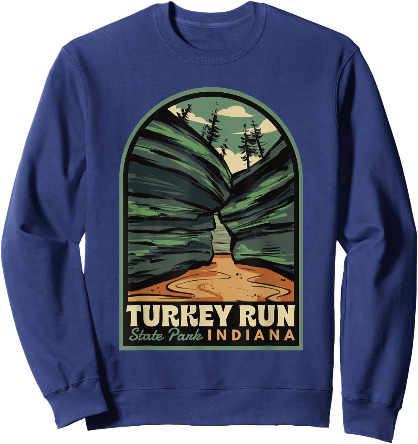 Turkey Run State Park Indiana Vintage Badge Sweatshirt - Sweatshirt | Navy