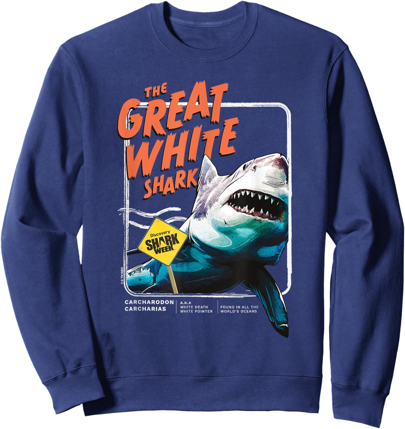 Shark Week Officially Licensed Great White Sweatshirt - Sweatshirt | Navy