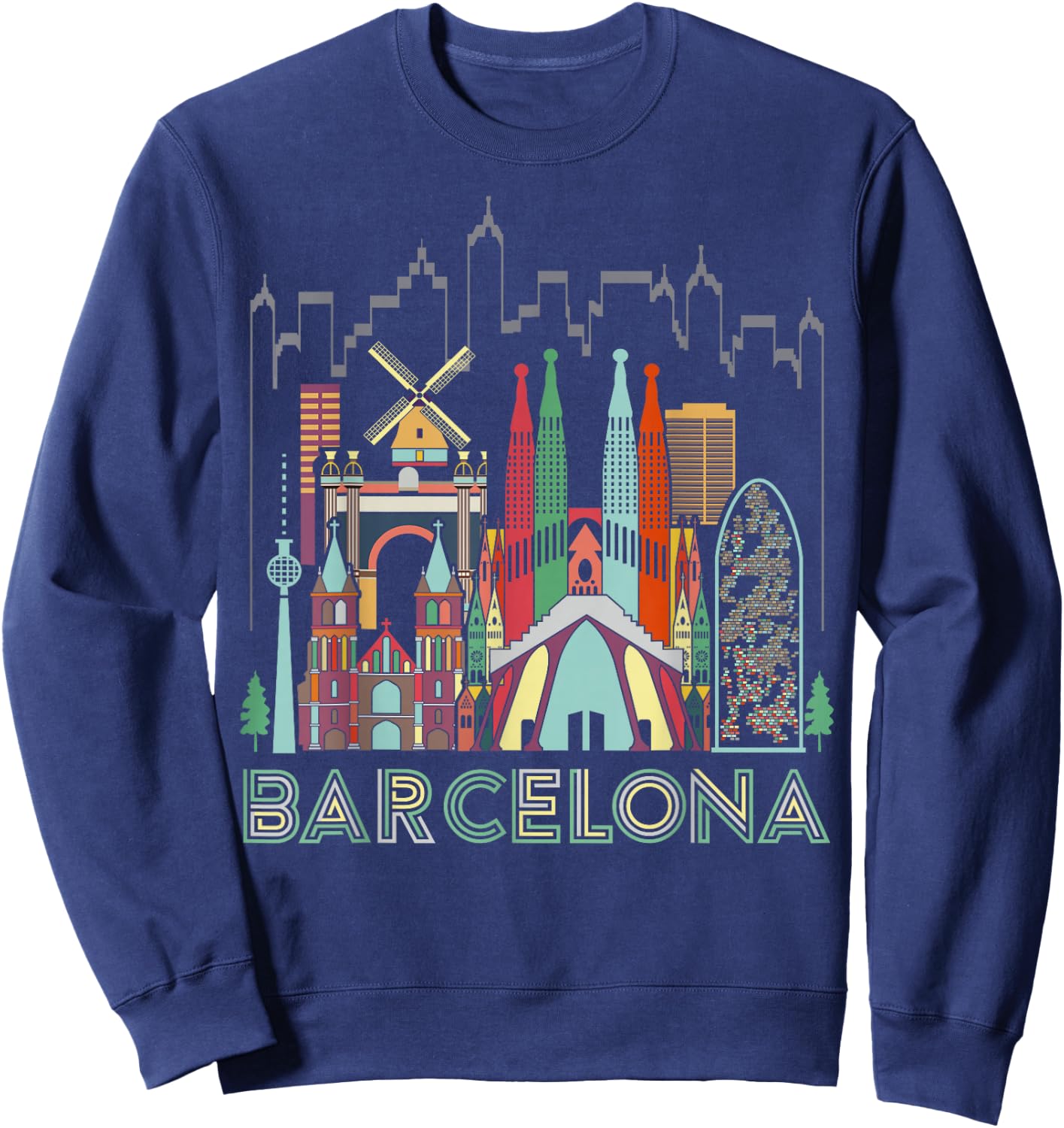 Fun Travel Spain Barcelona Vacation Gift Design Idea Sweatshirt - Sweatshirt | Navy