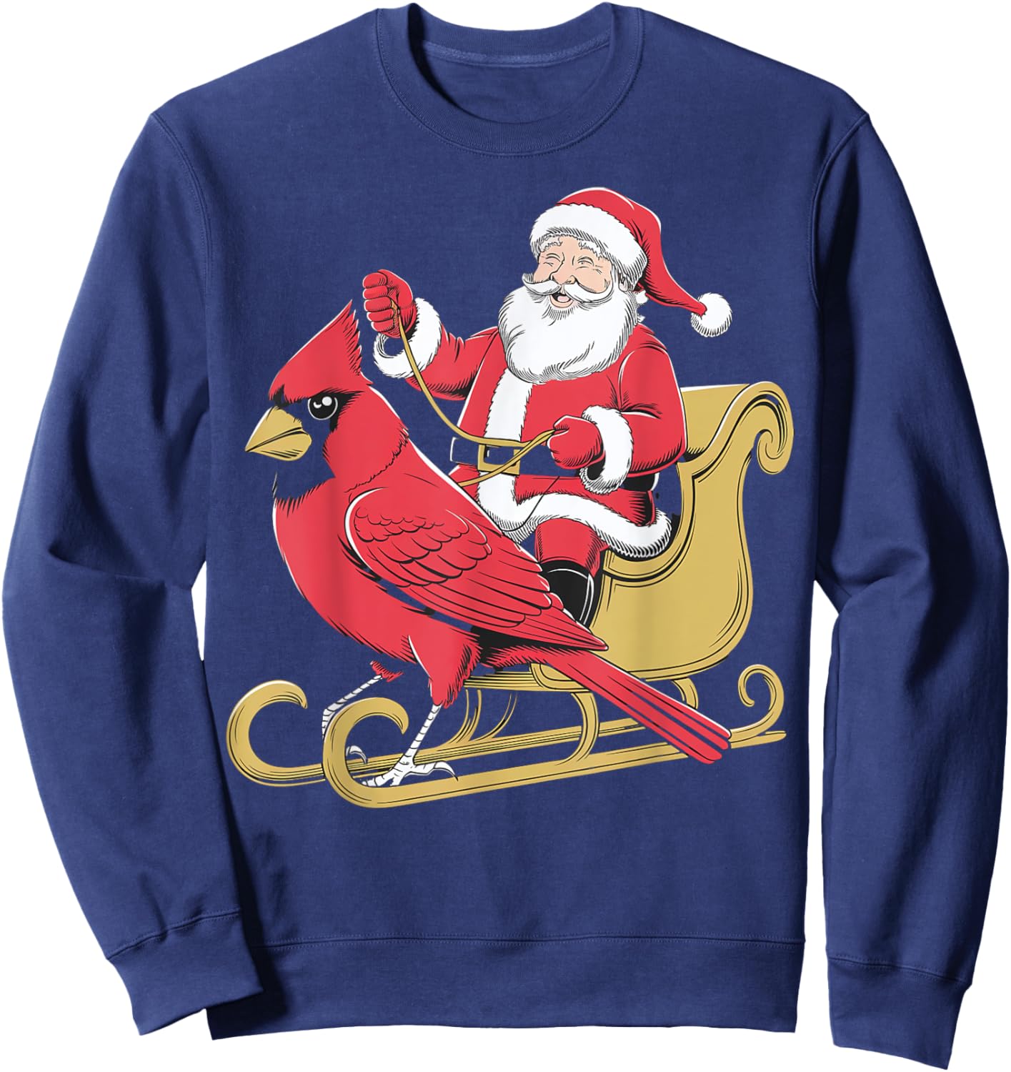 Santa Riding Giant Cardinal Bird for Christmas Lovers Sweatshirt - Sweatshirt | Navy