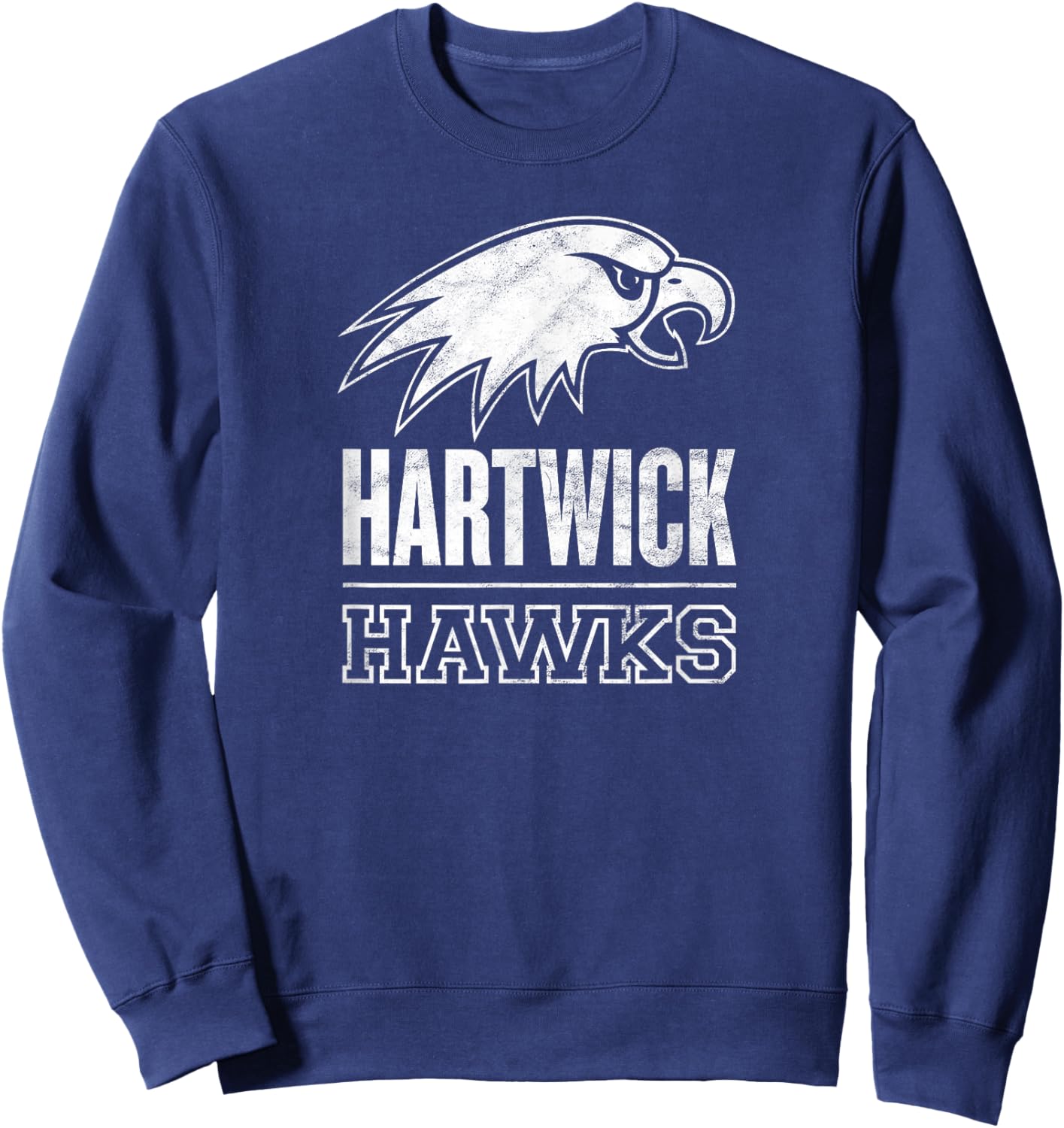 Hartwick College Hawks Distressed Primary Logo Sweatshirt - Sweatshirt | Navy