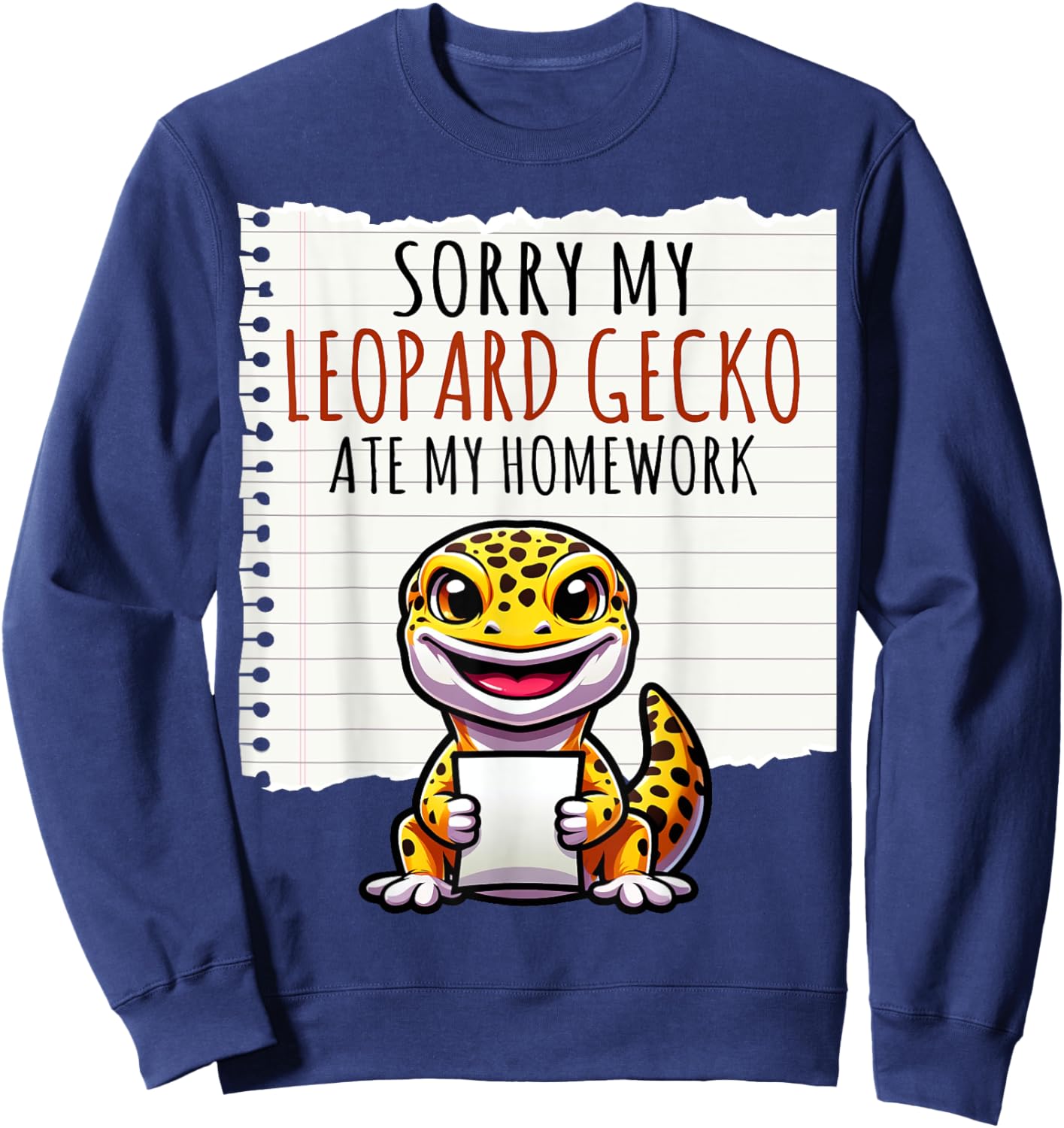 Sorry My Leopard Gecko Ate My Homework Cute Gecko Lover Kids Sweatshirt - Sweatshirt | Navy