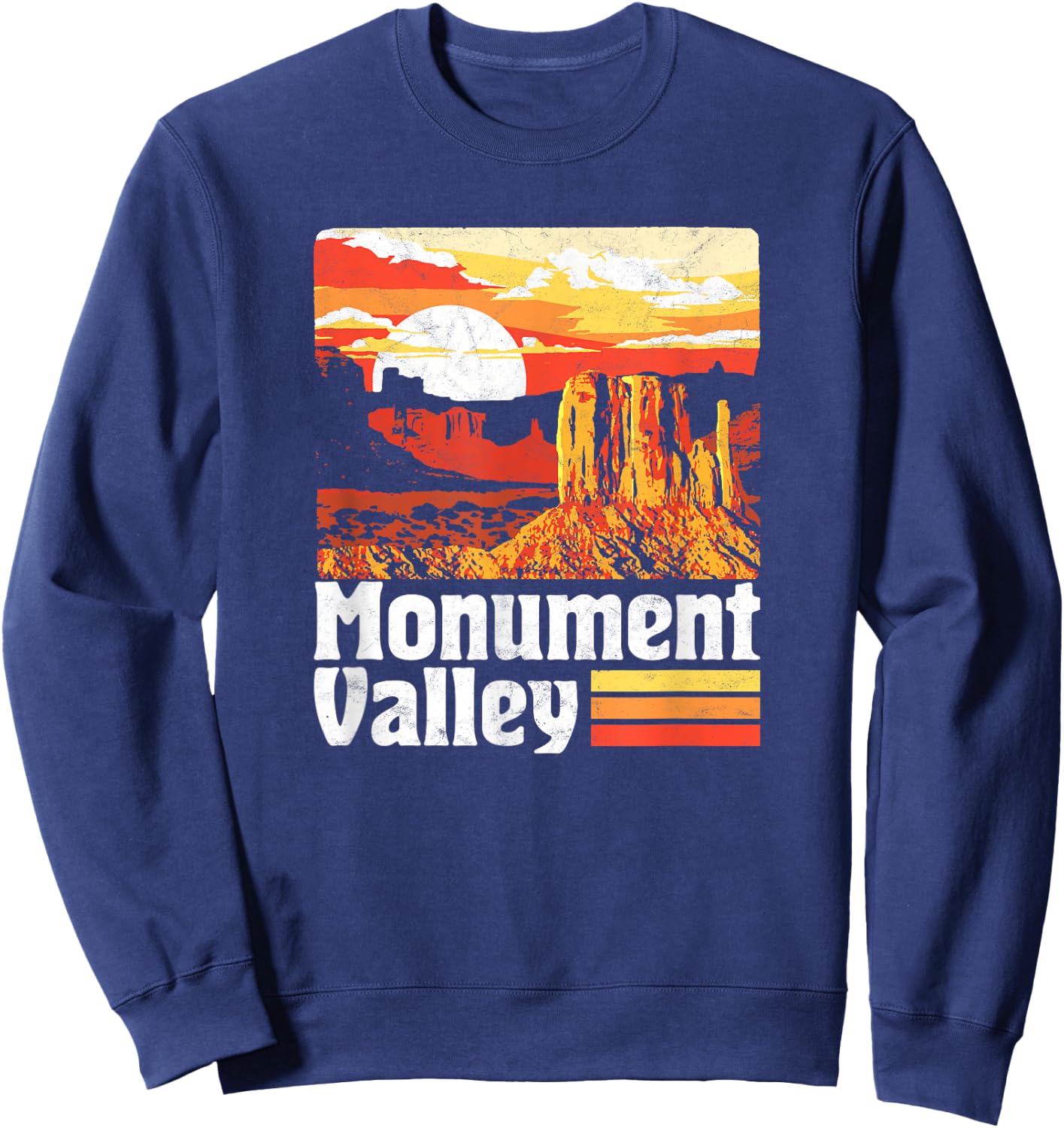 Monument Valley Vintage Sunset 80s Retro Distressed Sweatshirt - Sweatshirt | Navy