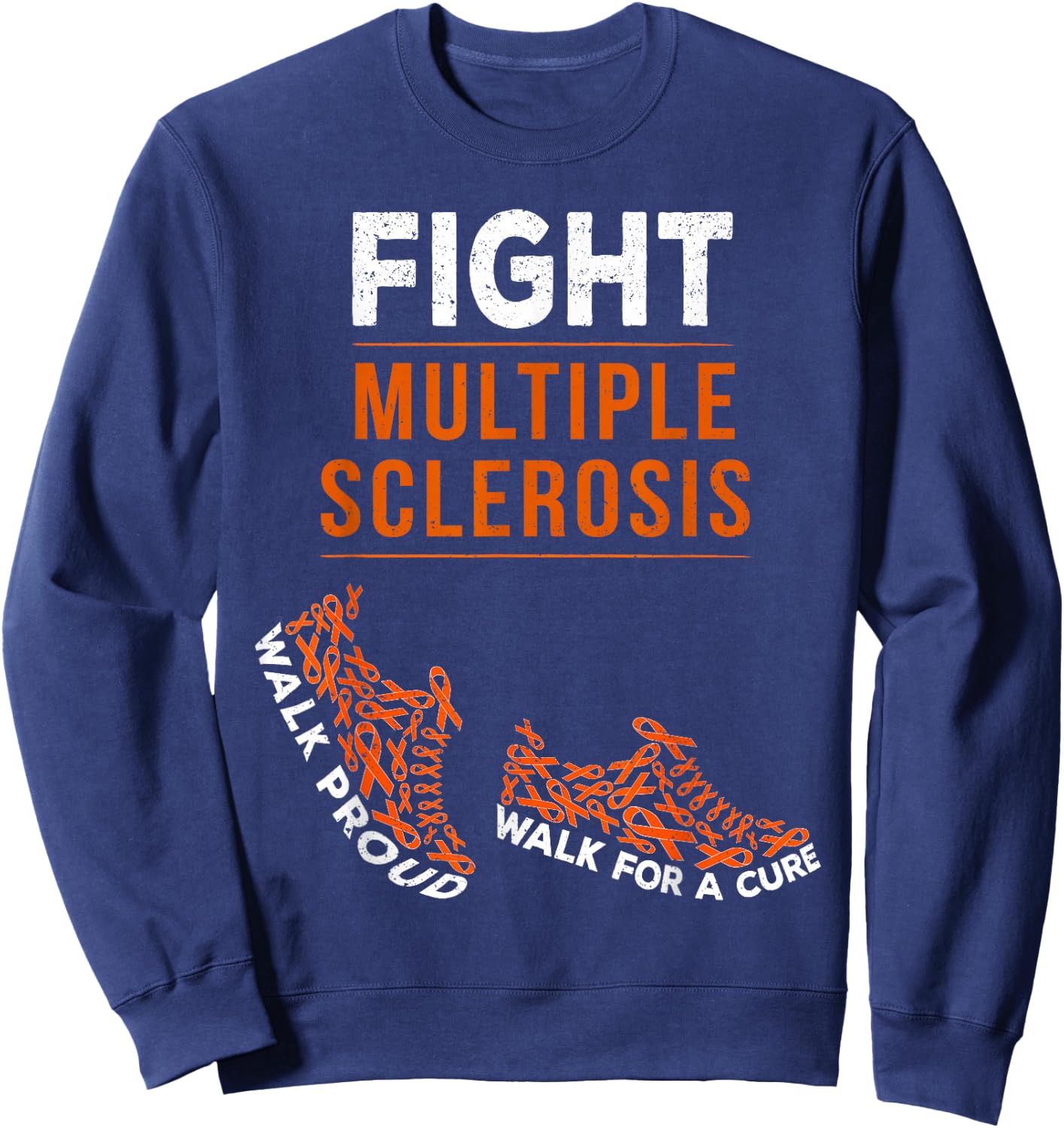 Fight Multiple Sclerosis MS Awareness Warrior Ribbon Sweatshirt - Sweatshirt | Navy