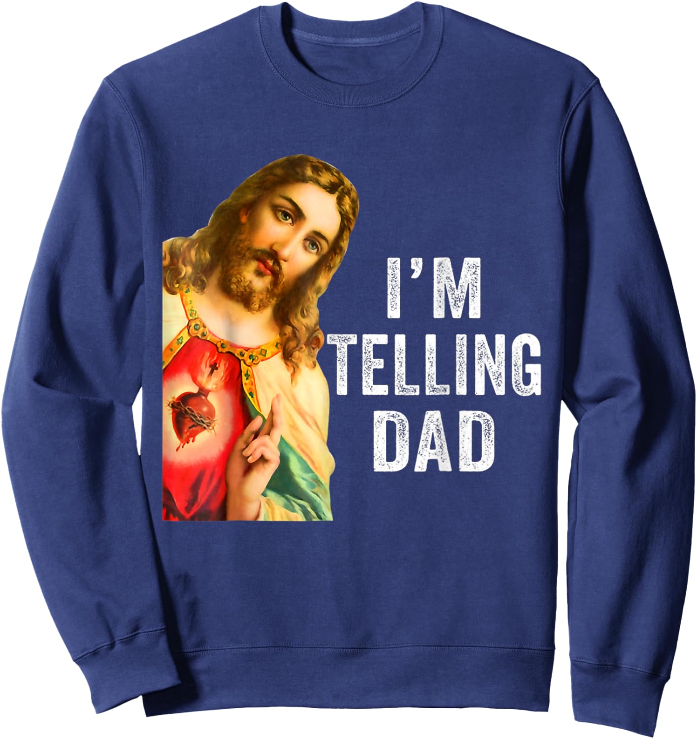 Retro Sunset Jesus I'm Telling Dad Costume Women Sweatshirt - Sweatshirt | Navy