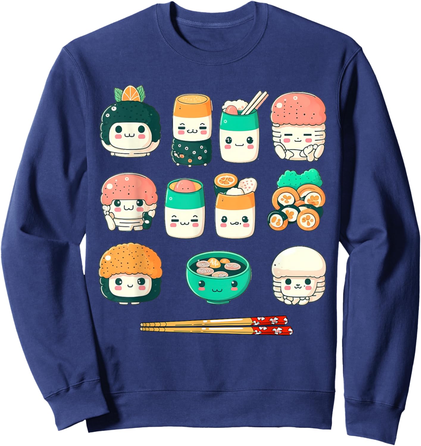 Funny Japanese Food Sushi Kawaii Sushi Lovers Anime Otaku Sweatshirt - Sweatshirt | Navy