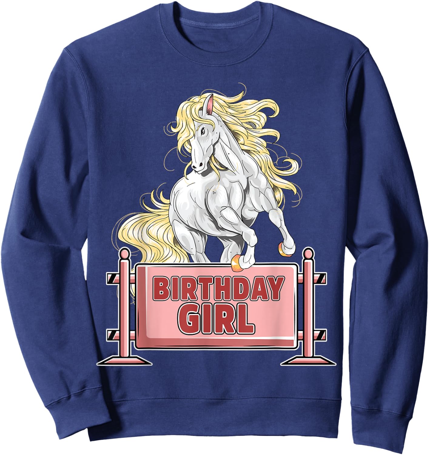 Cute Horse Birthday Girl Party Animal Farm Barn Horse Lover Sweatshirt - Sweatshirt | Navy