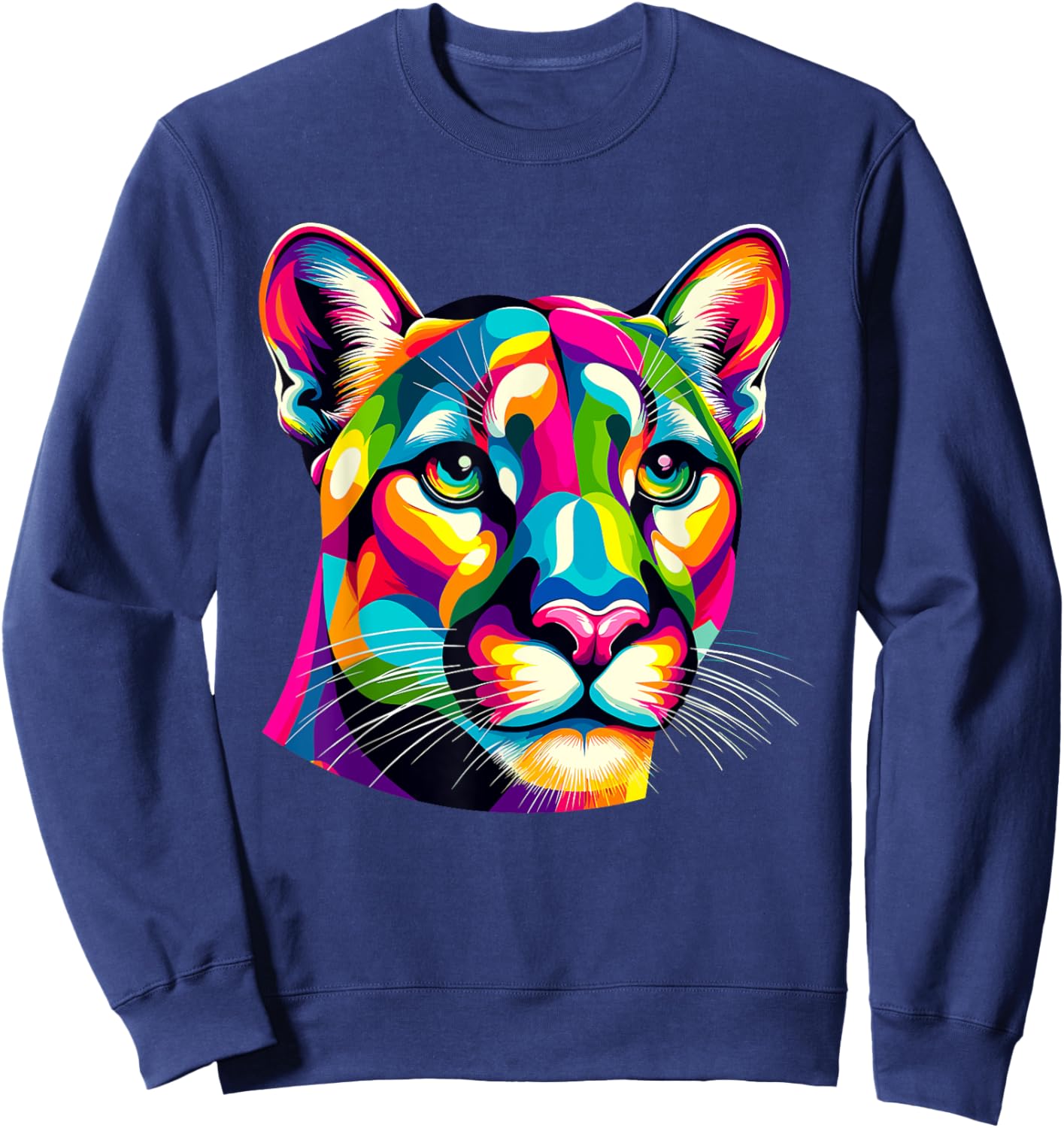 Colorful Pop Art Cougars Cougar Mountain Lion Puma Sweatshirt - Sweatshirt | Navy