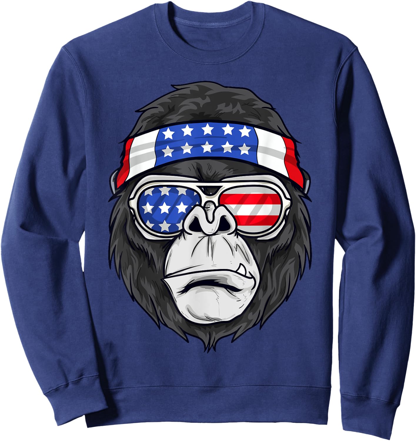 July 4th USA - Funny Patriotic Gorilla Women Kids Men Sweatshirt - Sweatshirt | Navy