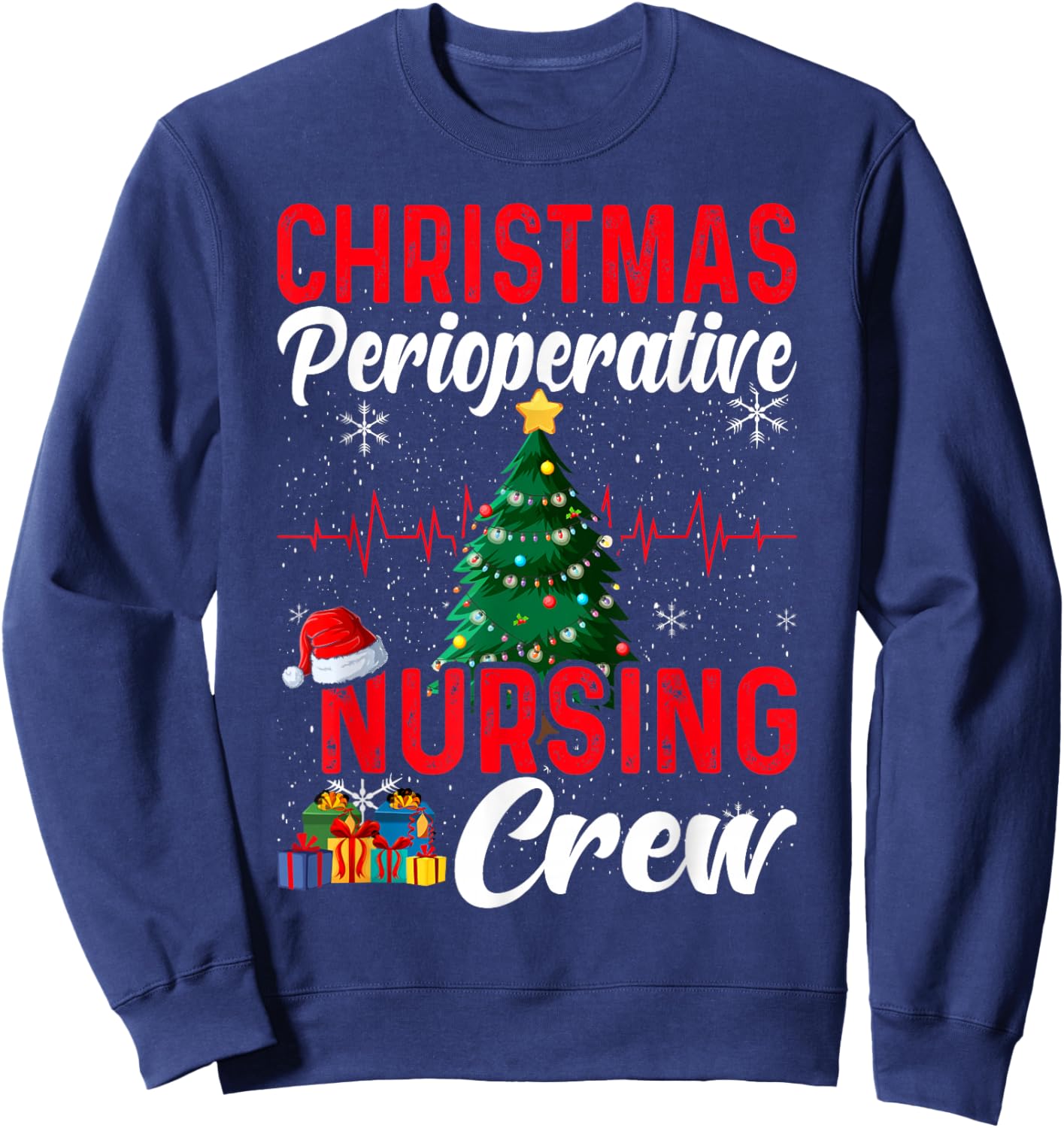 Perioperative Nurse Pre op Nursing Christmas Crew Surgery Sweatshirt - Sweatshirt | Navy