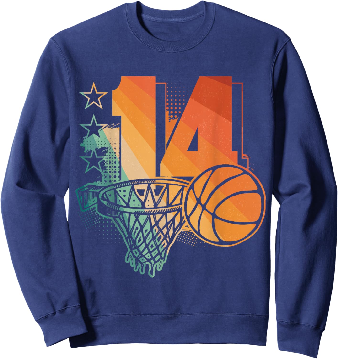 14th Birthday Boy Basketball Player Basketball 14 Years Old Sweatshirt - Sweatshirt | Navy