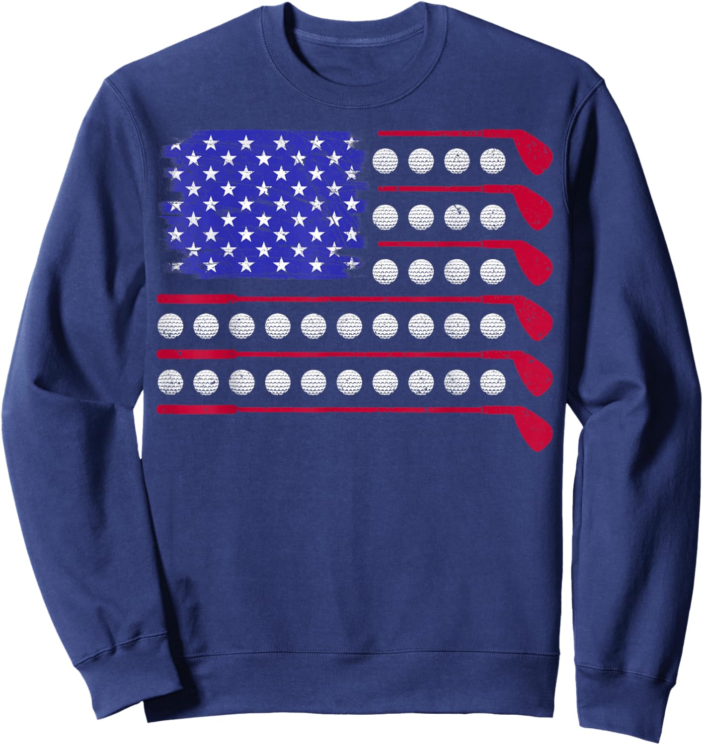 Golf American Flag 4th of July Patriotic Golfer Golf Coach Sweatshirt - Sweatshirt | Navy