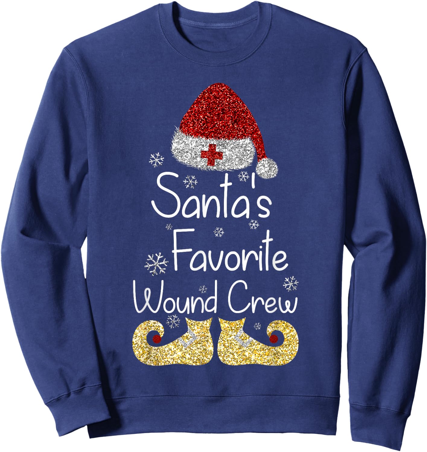 Santa's Favorite Wound Crew Christmas Wound Care Nurse Crew Sweatshirt - Sweatshirt | Navy