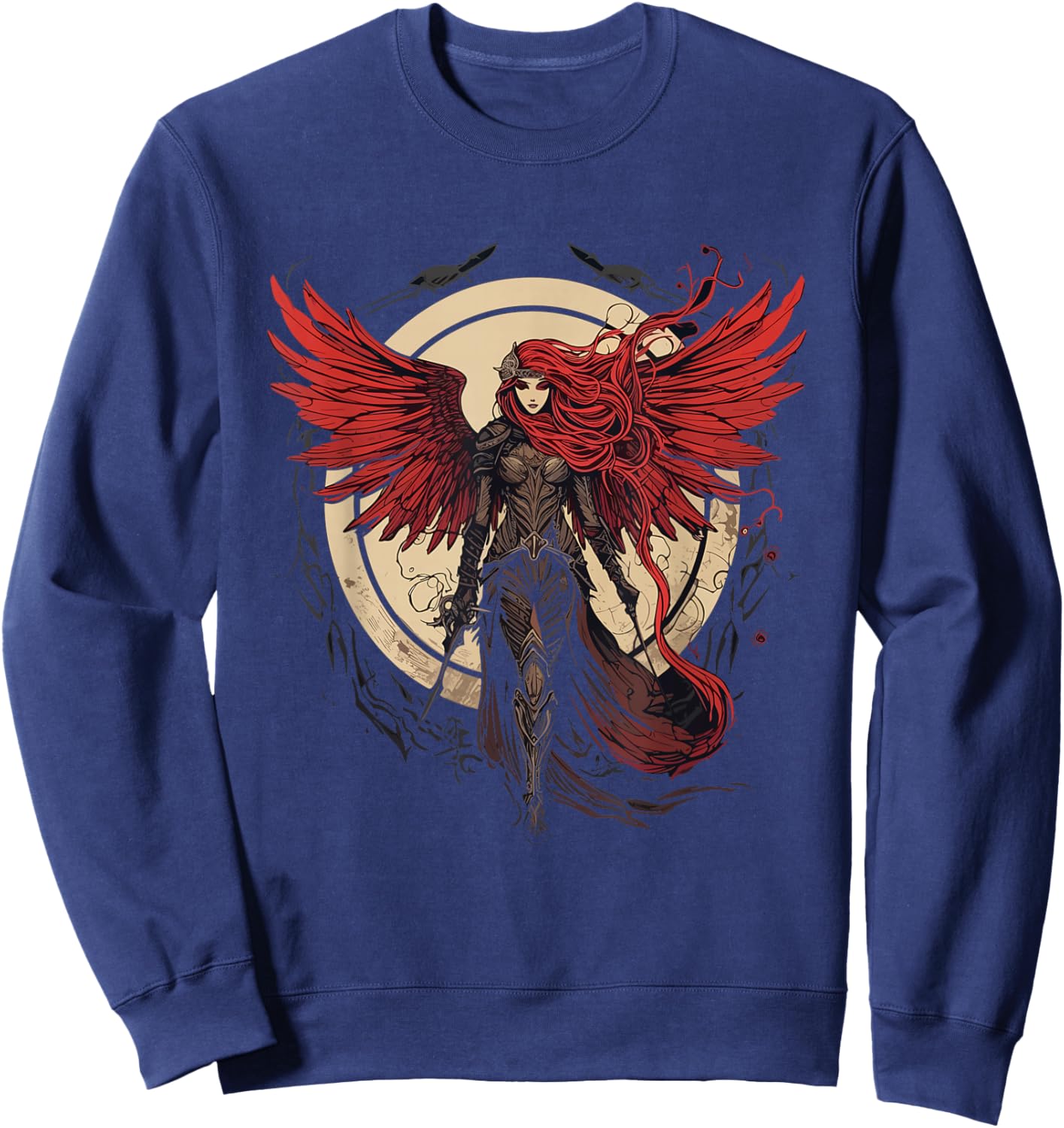 Powerful Valkyrie - Norse Warrior Angel of Death Valkyrie Sweatshirt - Sweatshirt | Navy