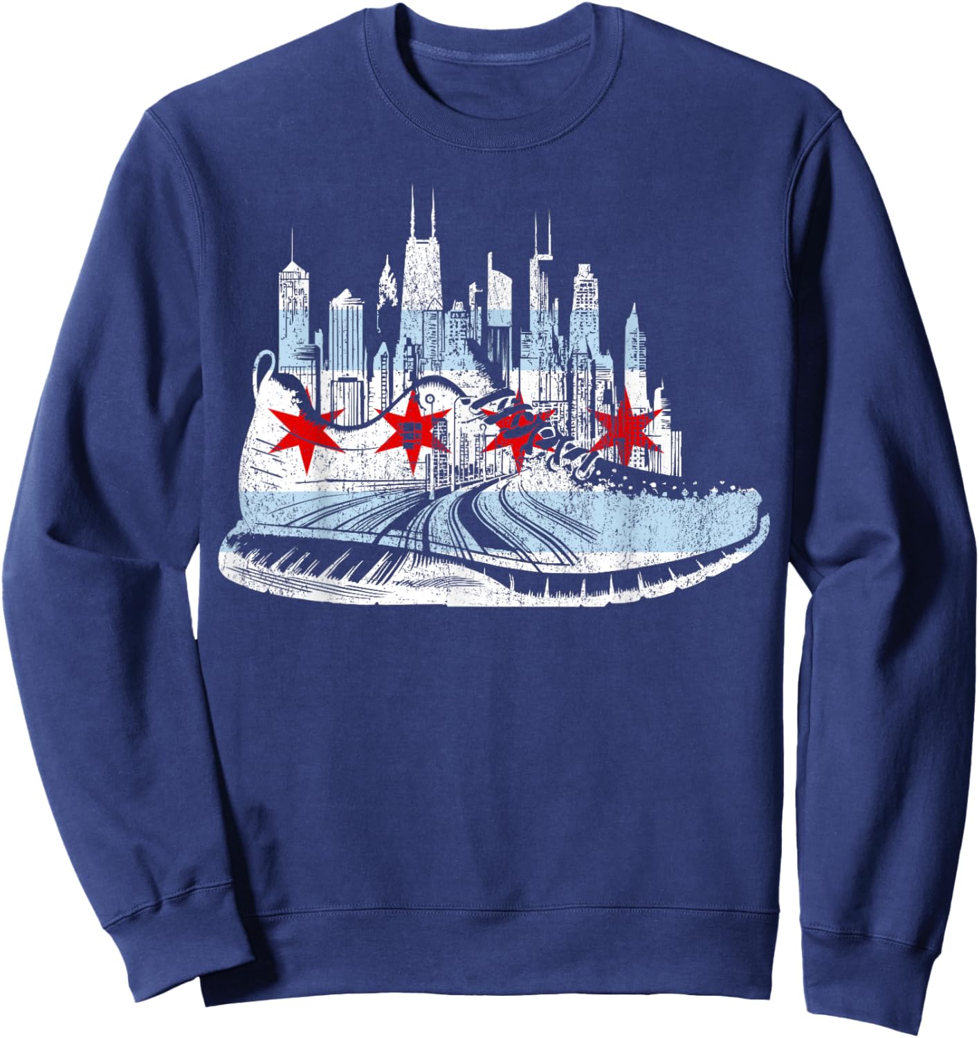 Chicago Runner Run Marathons Running Jogger Motivational Sweatshirt - Sweatshirt | Navy