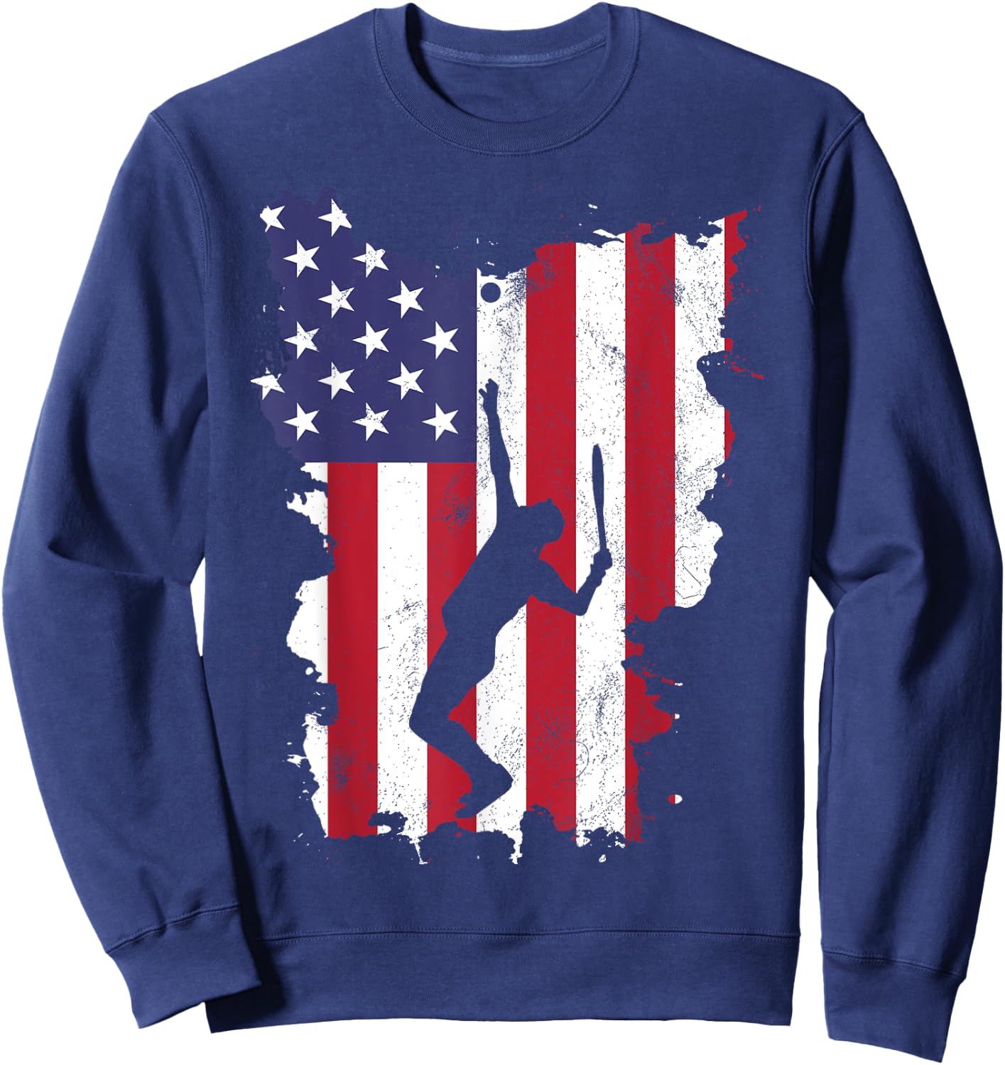 Vintage 4th Of July USA Flag Tennis Sweatshirt - Sweatshirt | Navy