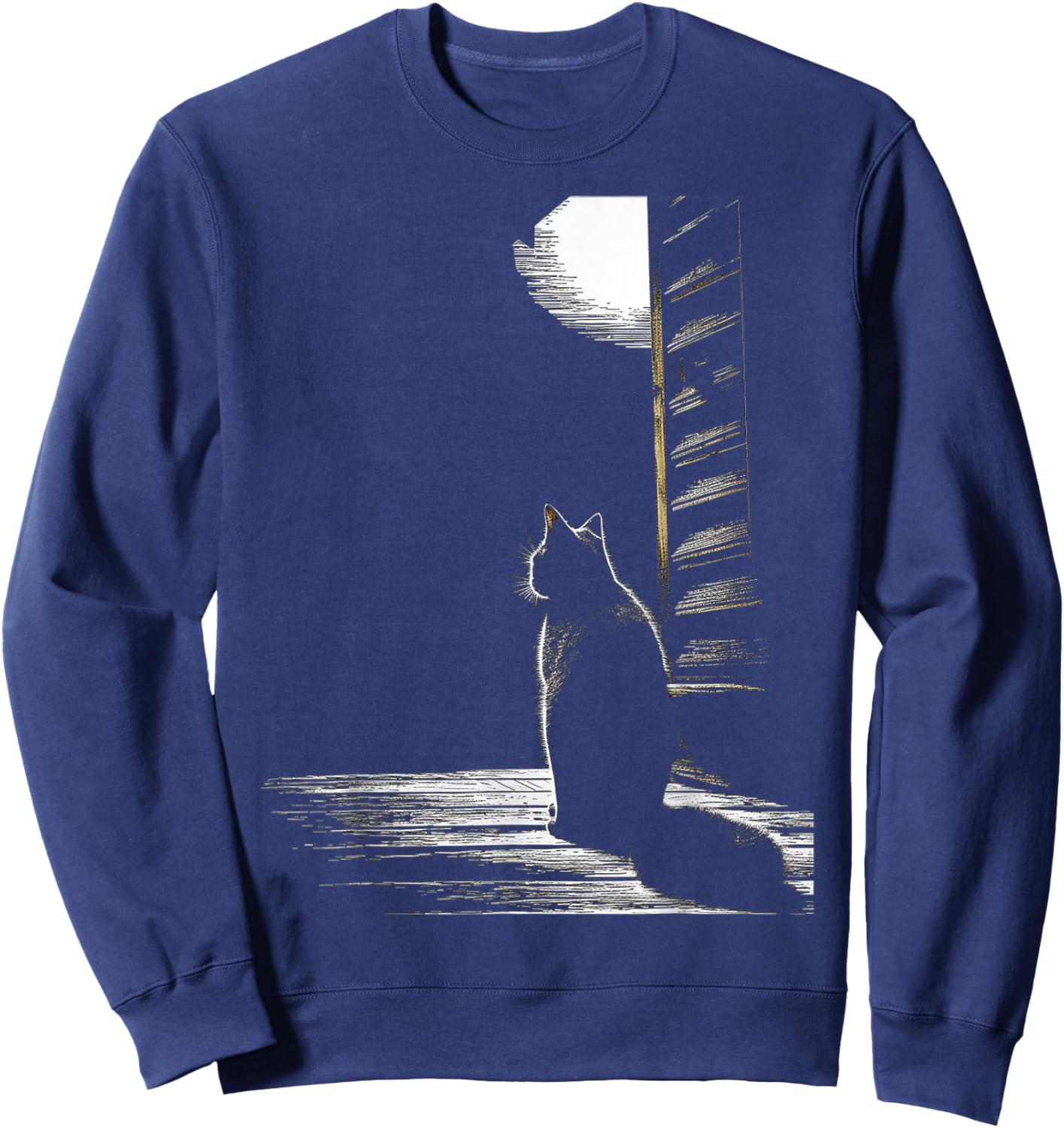 Cat Graphic Pet Illustration Cat Sweatshirt - Sweatshirt | Navy