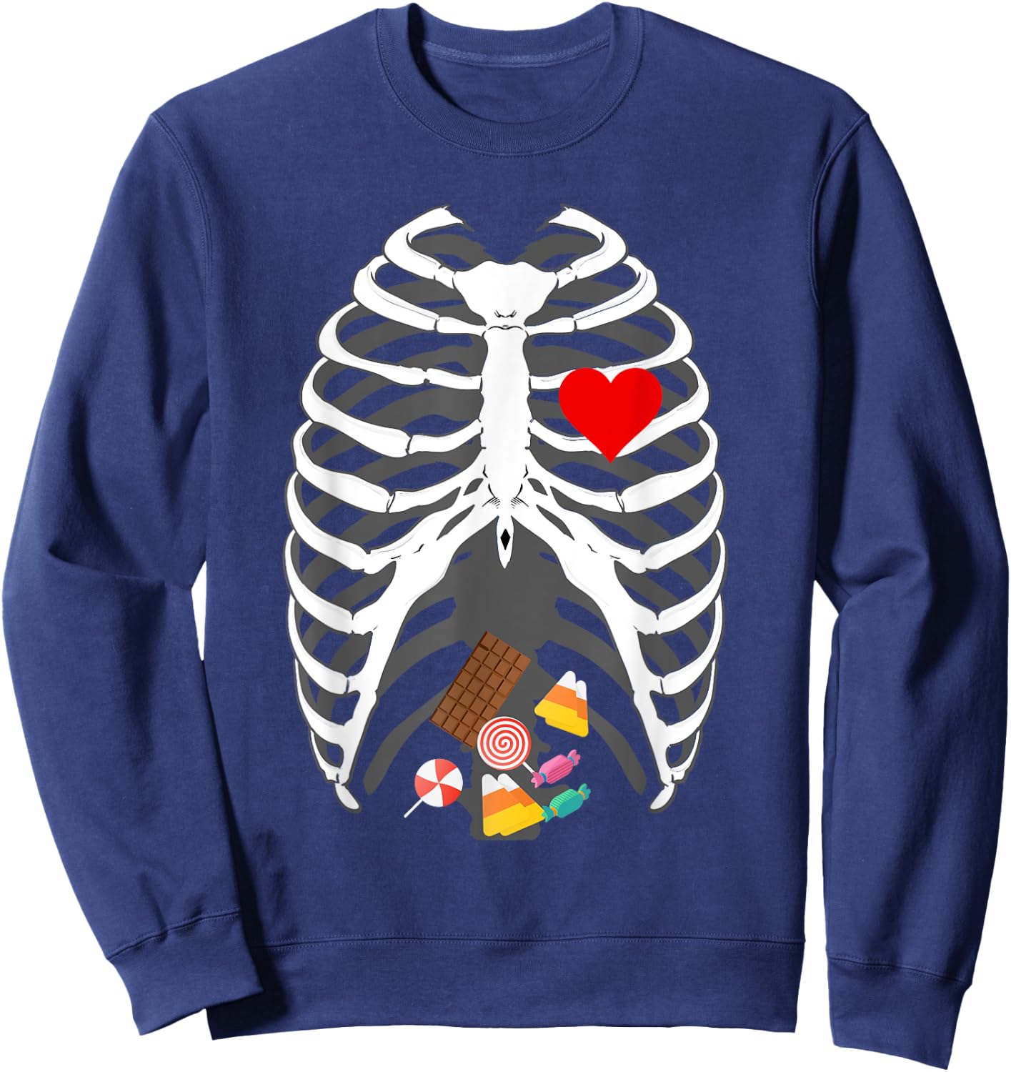 Halloween skeleton X-Ray Candy Belly funny Halloween costume Sweatshirt - Sweatshirt | Navy