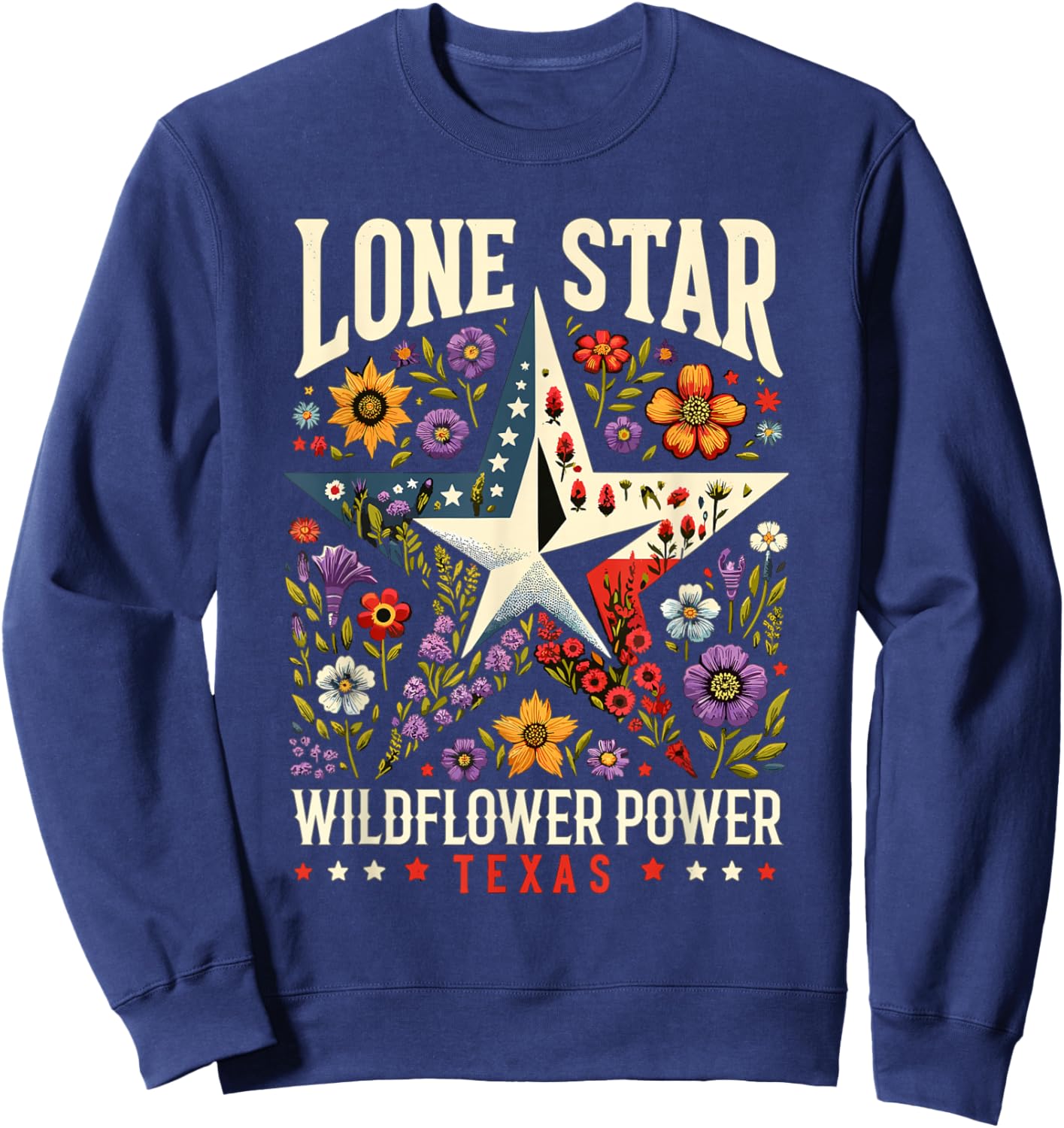 Texas Wildflowers Floral Texas Spring Lesser Sunflower Sweatshirt - Sweatshirt | Navy