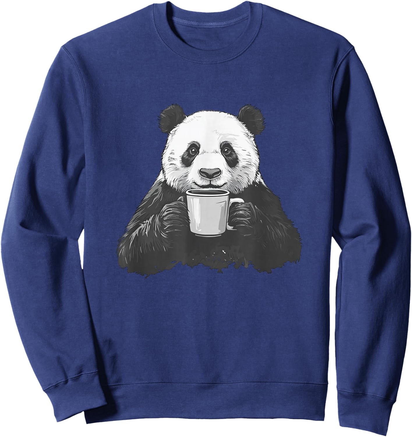 Panda Drinking Coffee Cute Panda Coffee Lover Sweatshirt - Sweatshirt | Navy