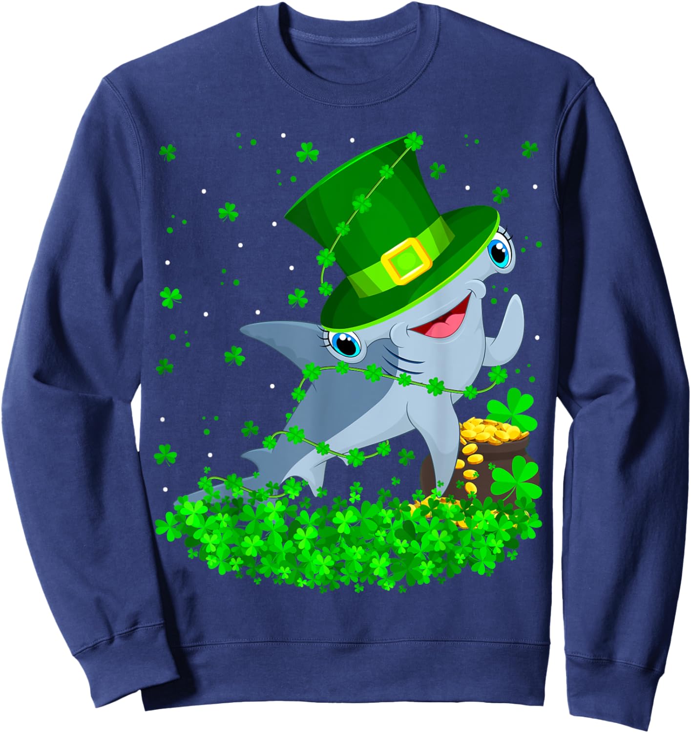 Irish Shamrock Leprechaun Hammerhead Shark St. Patrick's Day Sweatshirt - Sweatshirt | Navy