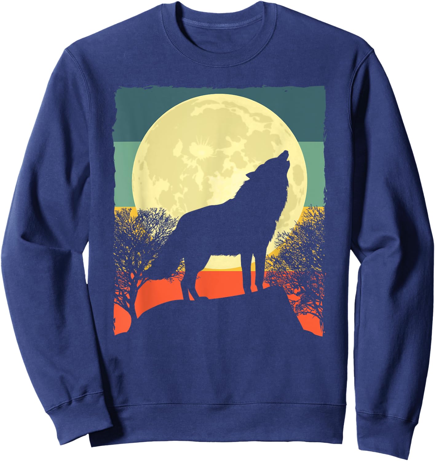 Cute Wolf Women Howling Wolf Moon Grey Wolves Animal Sweatshirt - Sweatshirt | Navy