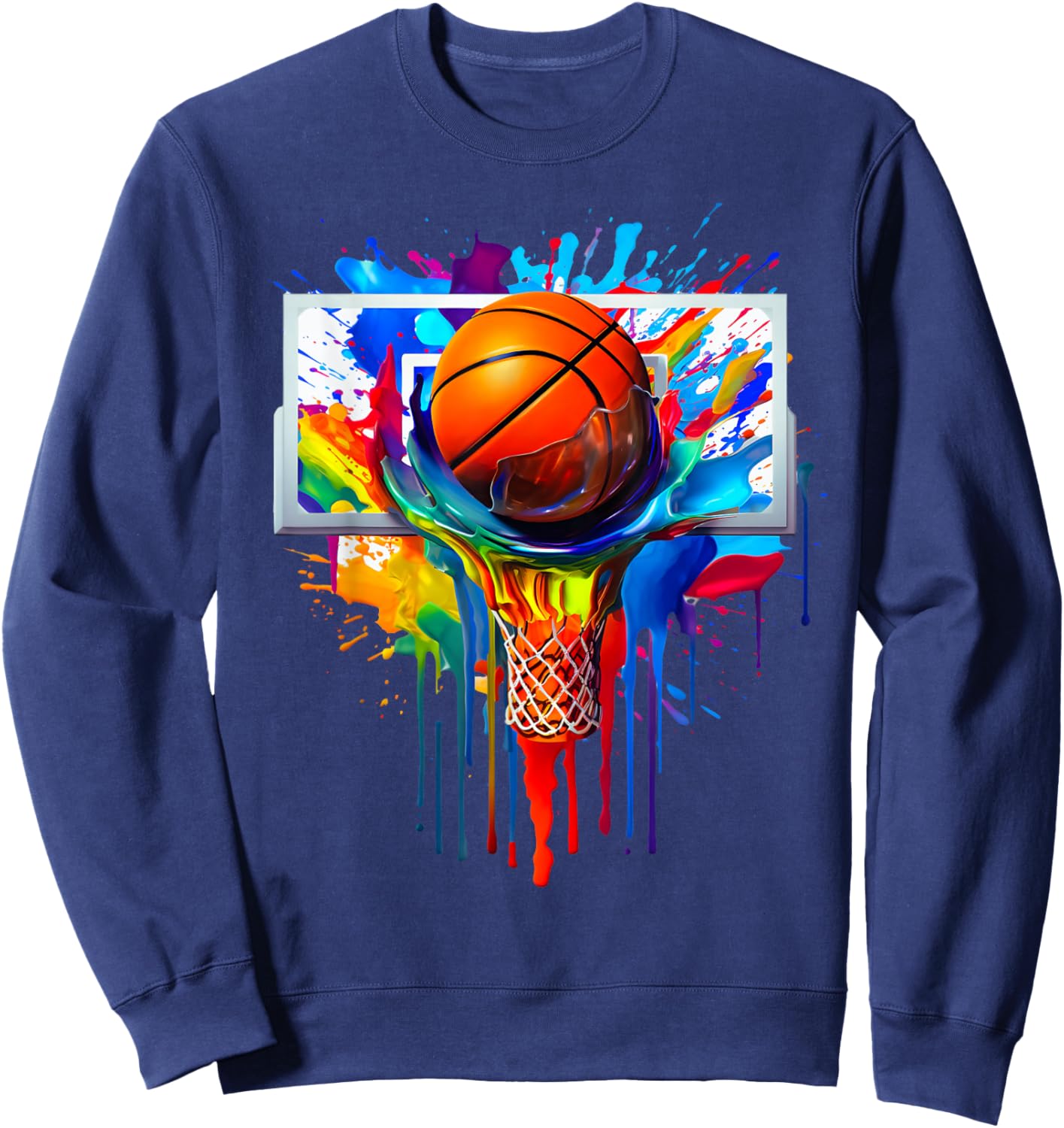 Tie Dye Basketball Ball Hoop Slam Dunk Dribbling Sweatshirt - Sweatshirt | Navy