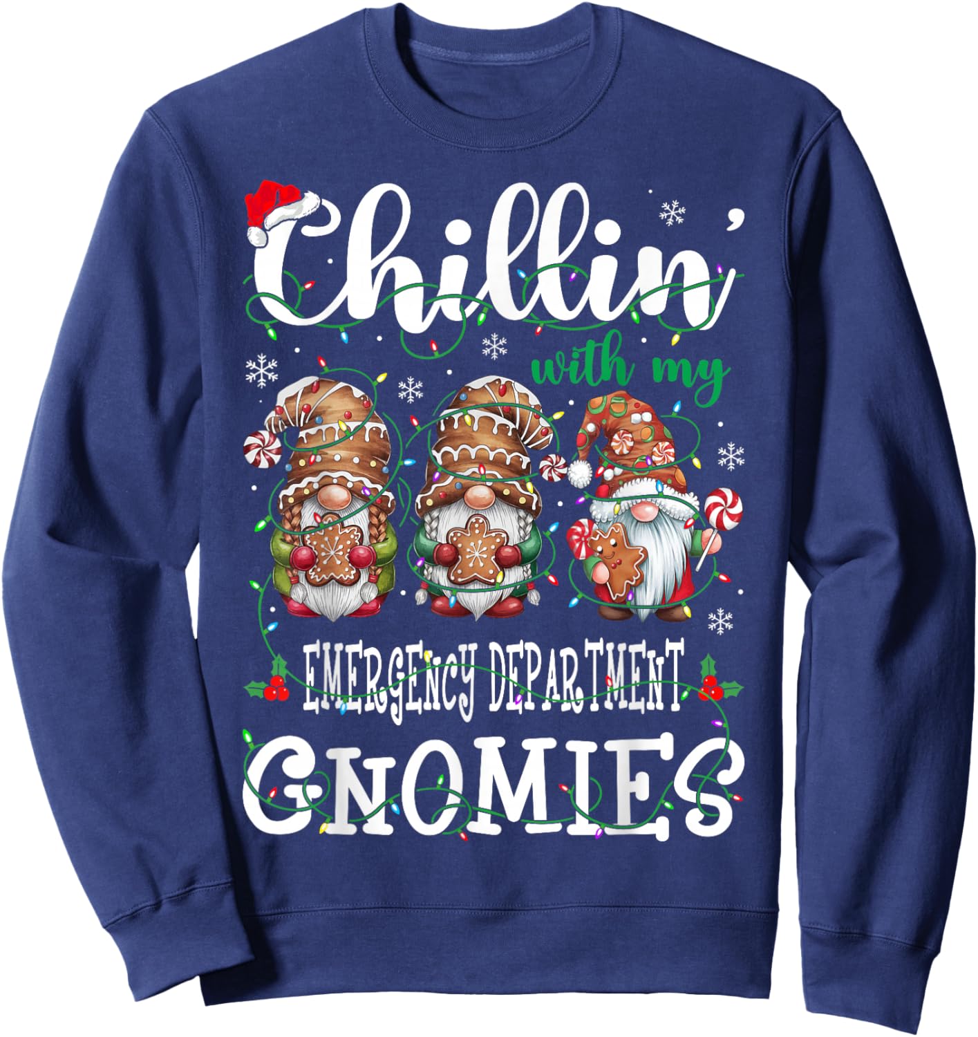 Chillin With My Emergency Department Gnomies Christmas ED Sweatshirt - Sweatshirt | Navy