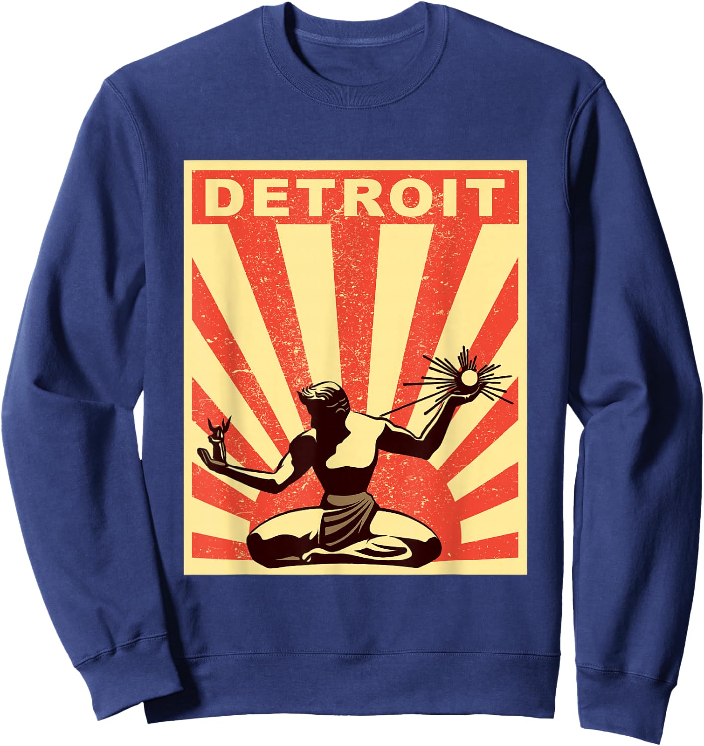 Detroit Shirt | Vintage Spirit of Detroit Sweatshirt - Sweatshirt | Navy
