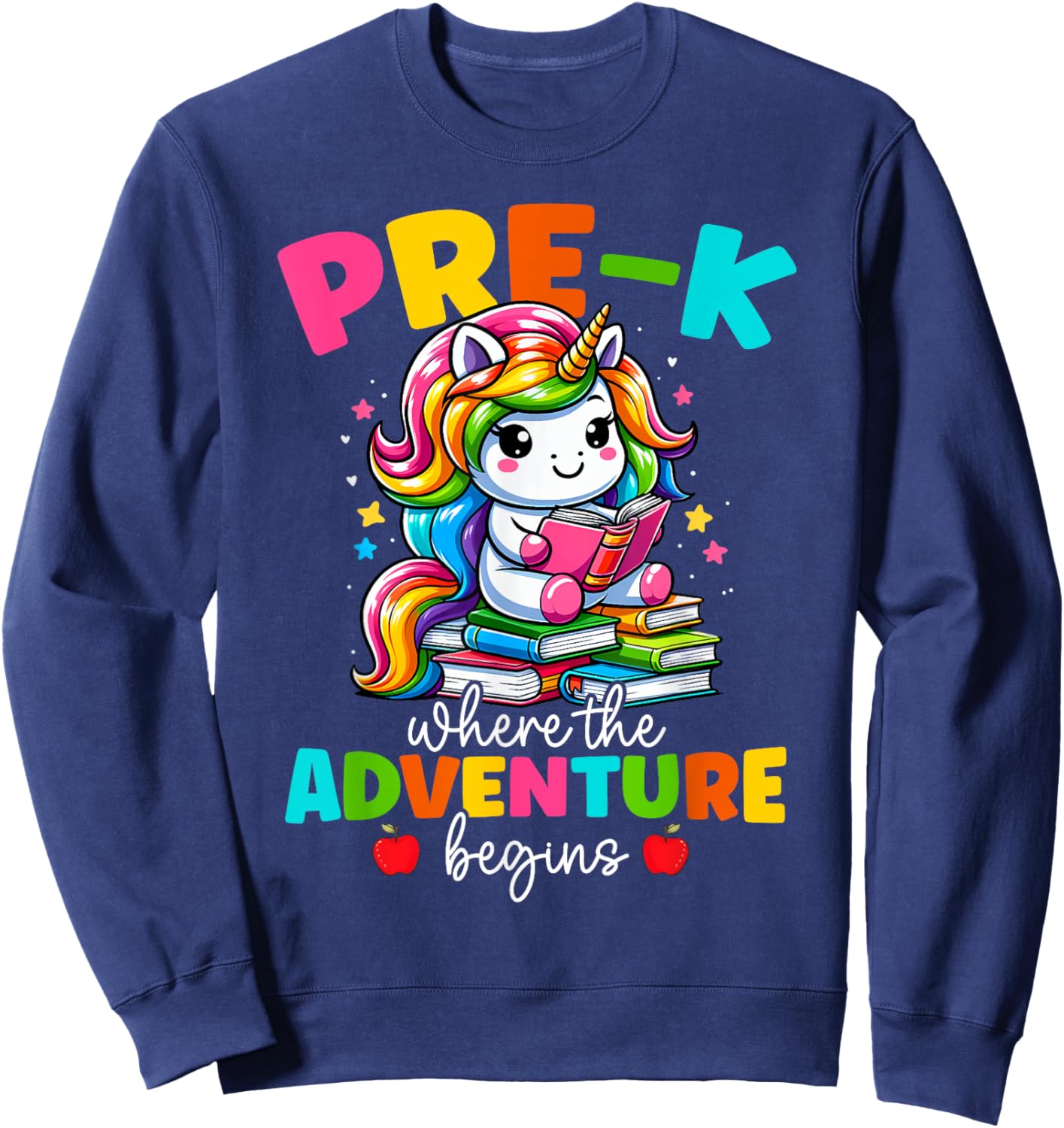 Pre-K Where The Adventure Begins Unicorn Back To School Sweatshirt - Sweatshirt | Navy