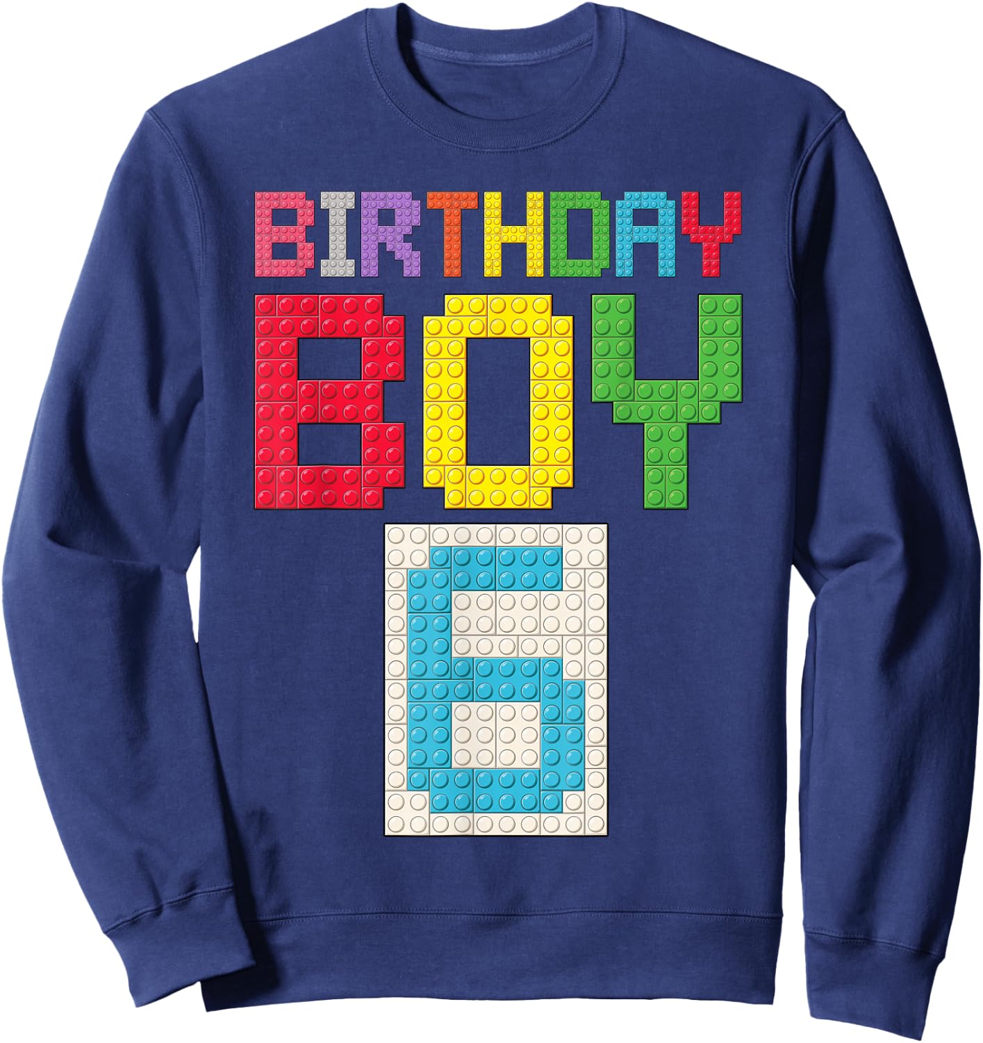 6th Birthday Boy Master Builder 6 Years Old Block Building Sweatshirt - Sweatshirt | Navy