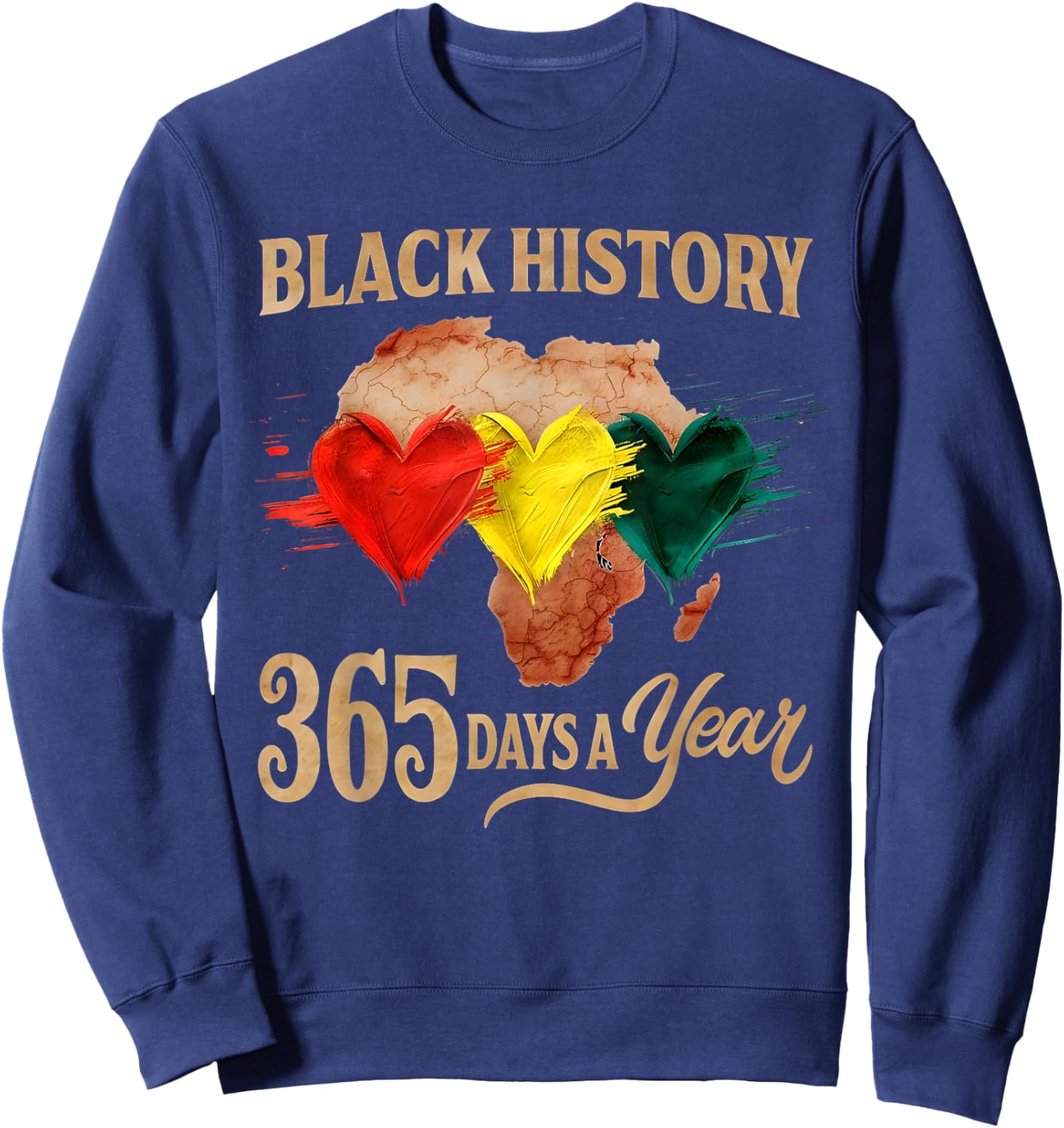 Black History Month 365 Days Map Afro African American Pride Sweatshirt - Sweatshirt | Navy