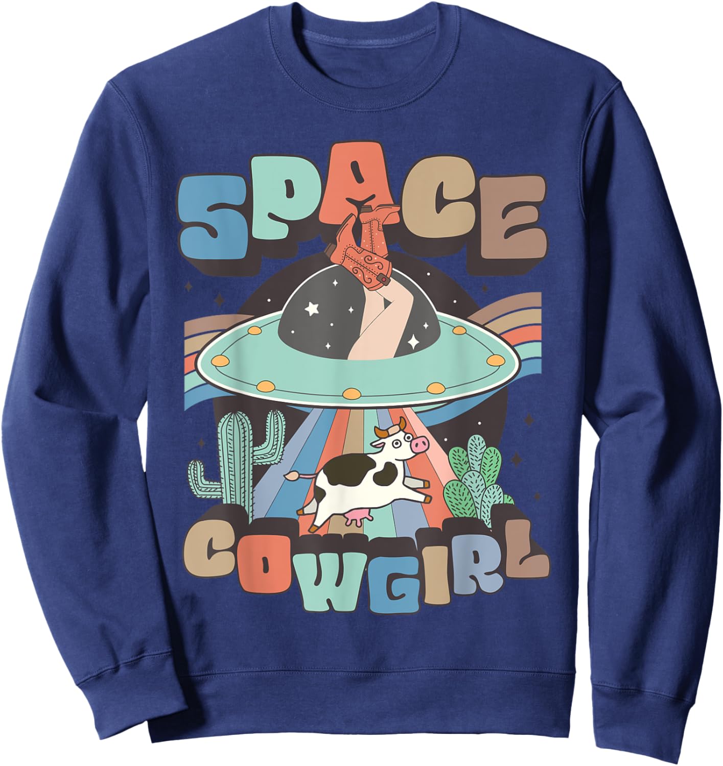 Space Cowgirls Bachelorette Party Rodeo Retro Girls Women Sweatshirt - Sweatshirt | Navy