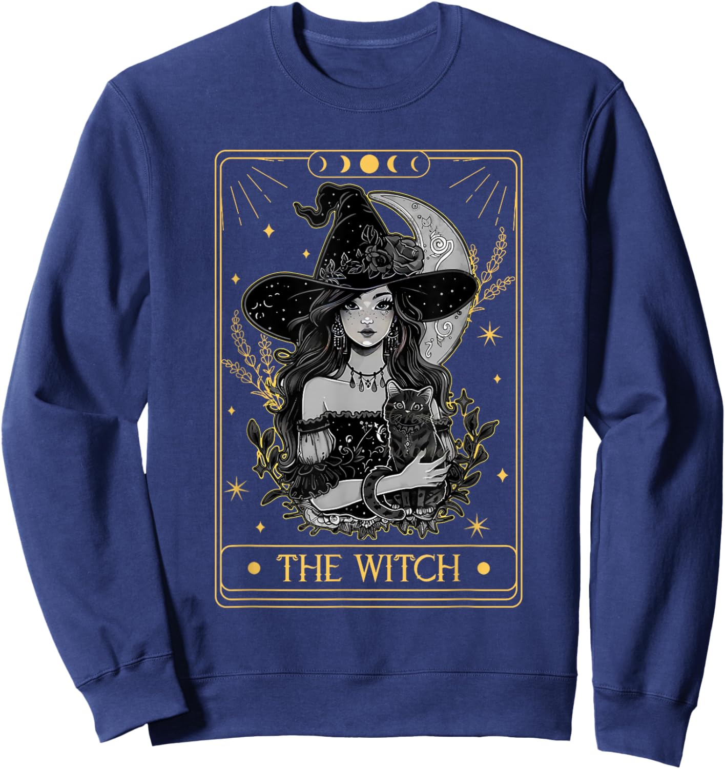 Tarot Card The Witch Witchy Funny Black Cat Spooky Halloween Women Kids Sweatshirt - Sweatshirt | Navy