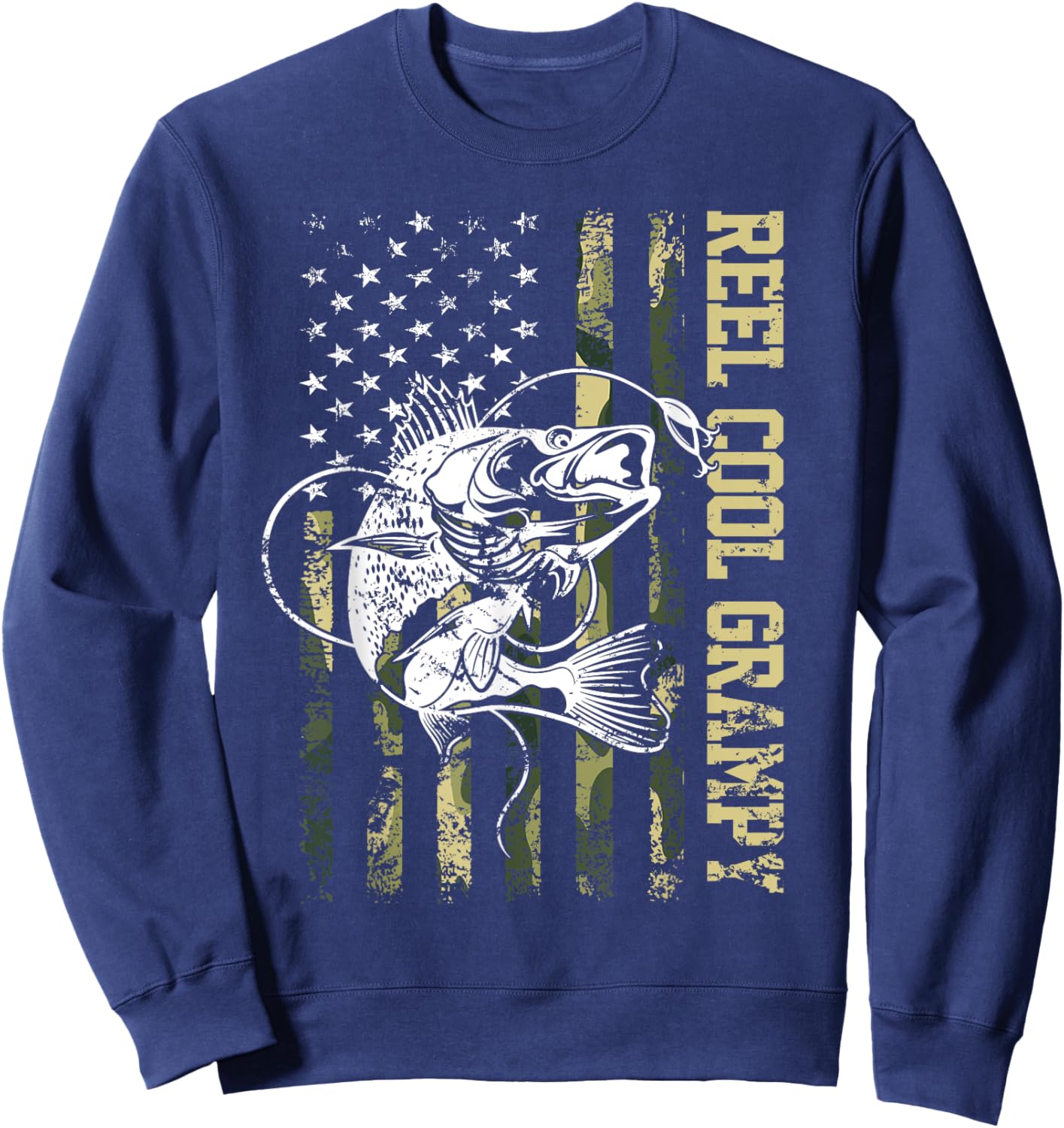 Reel Cool Grampy Bass Fishing Father's Day Sweatshirt - Sweatshirt | Navy